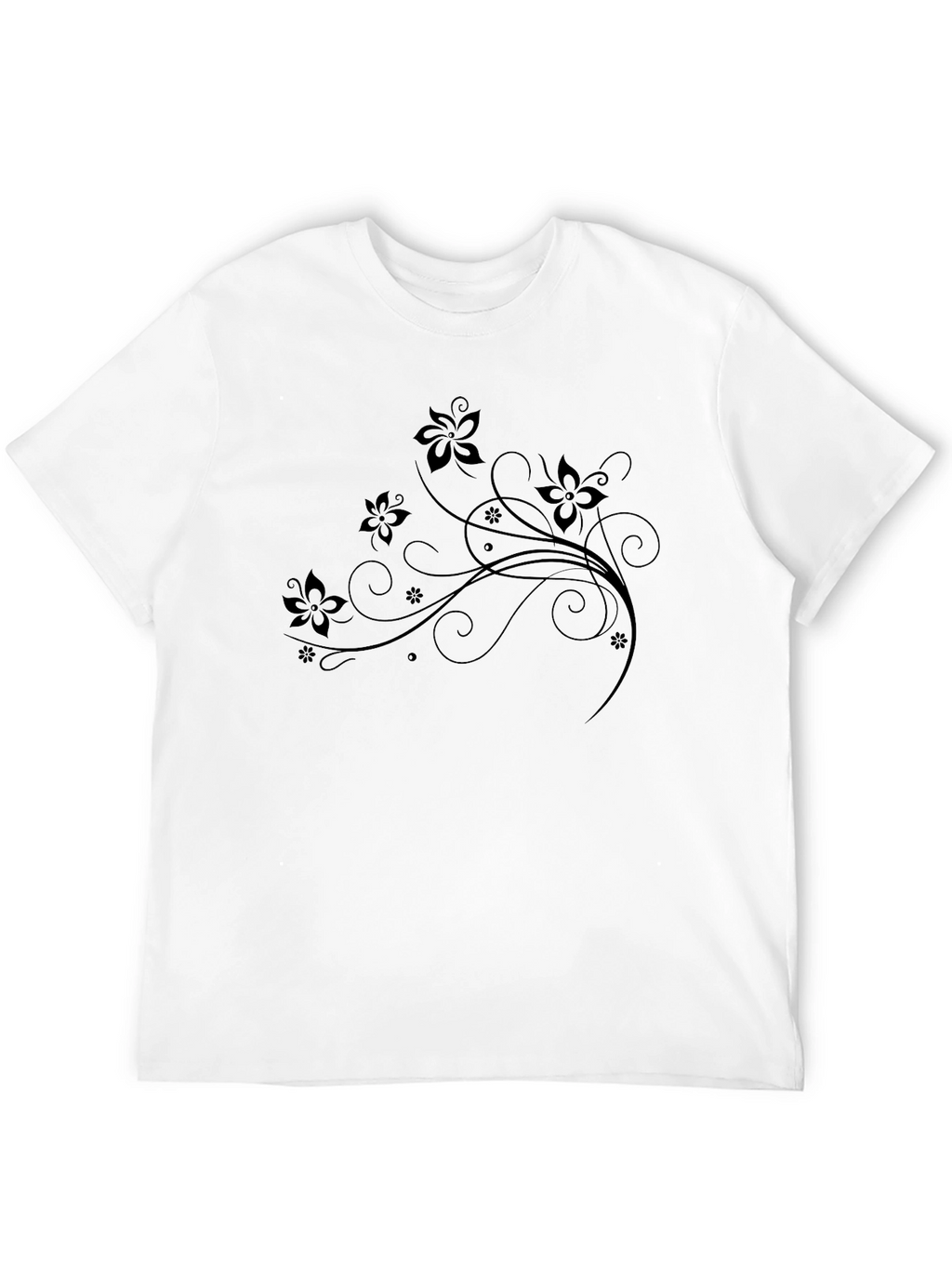 Floral Swirl Tee - Elegant Black T-Shirt