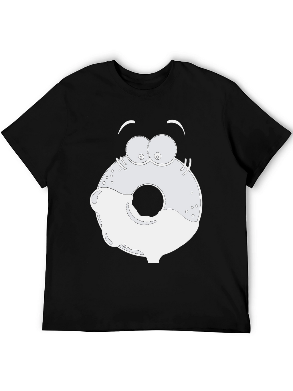 Cartoon Donut Graphic Black T-Shirt
