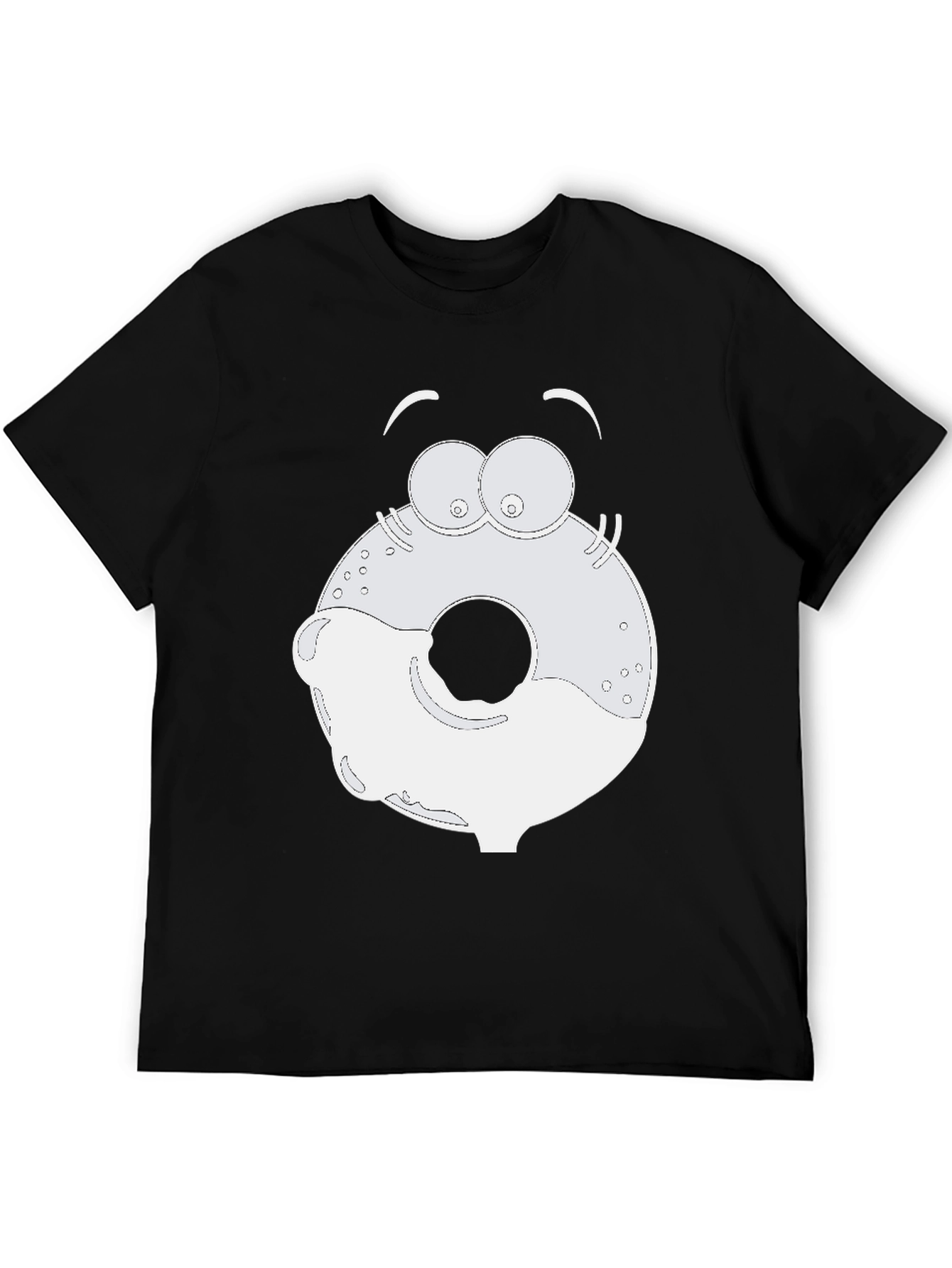Cartoon Donut Graphic Black T-Shirt