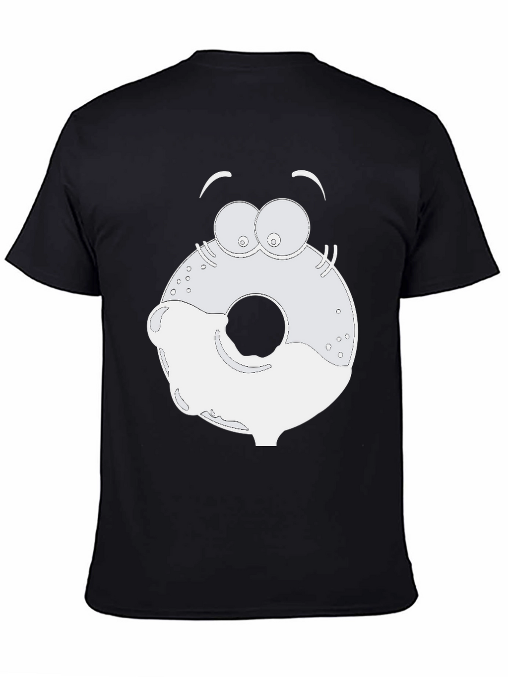 Cartoon Donut Graphic Black T-Shirt