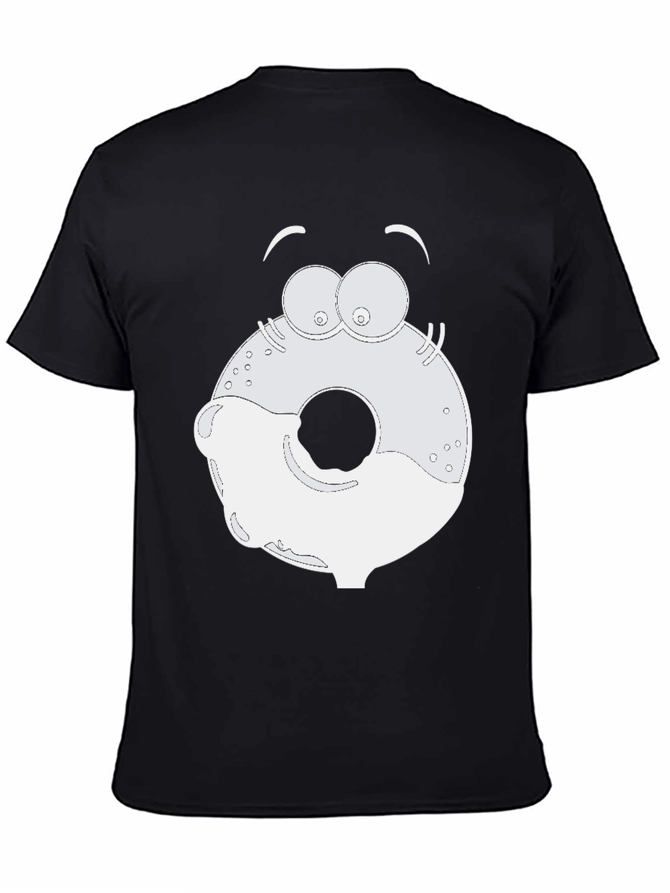 Cartoon Donut Graphic Black T-Shirt