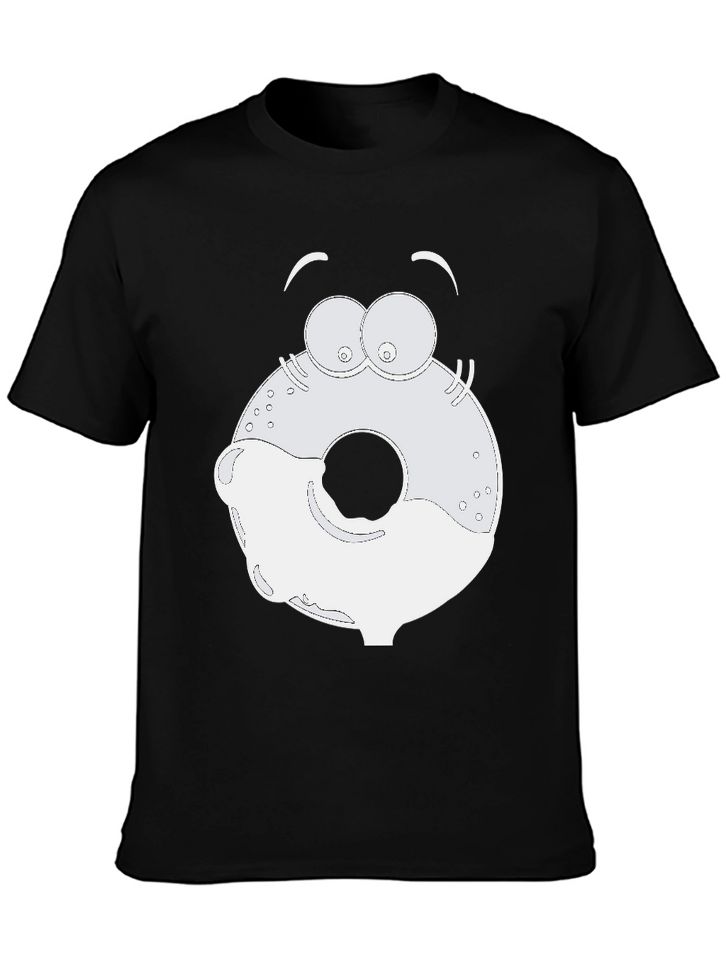 Cartoon Donut Graphic Black T-Shirt