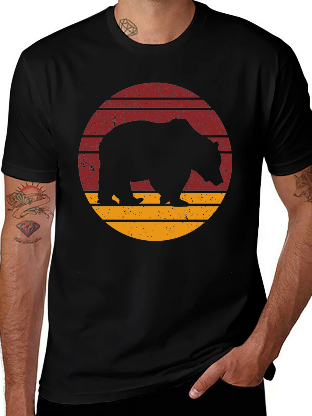 Bear Silhouette Retro Style T-Shirt