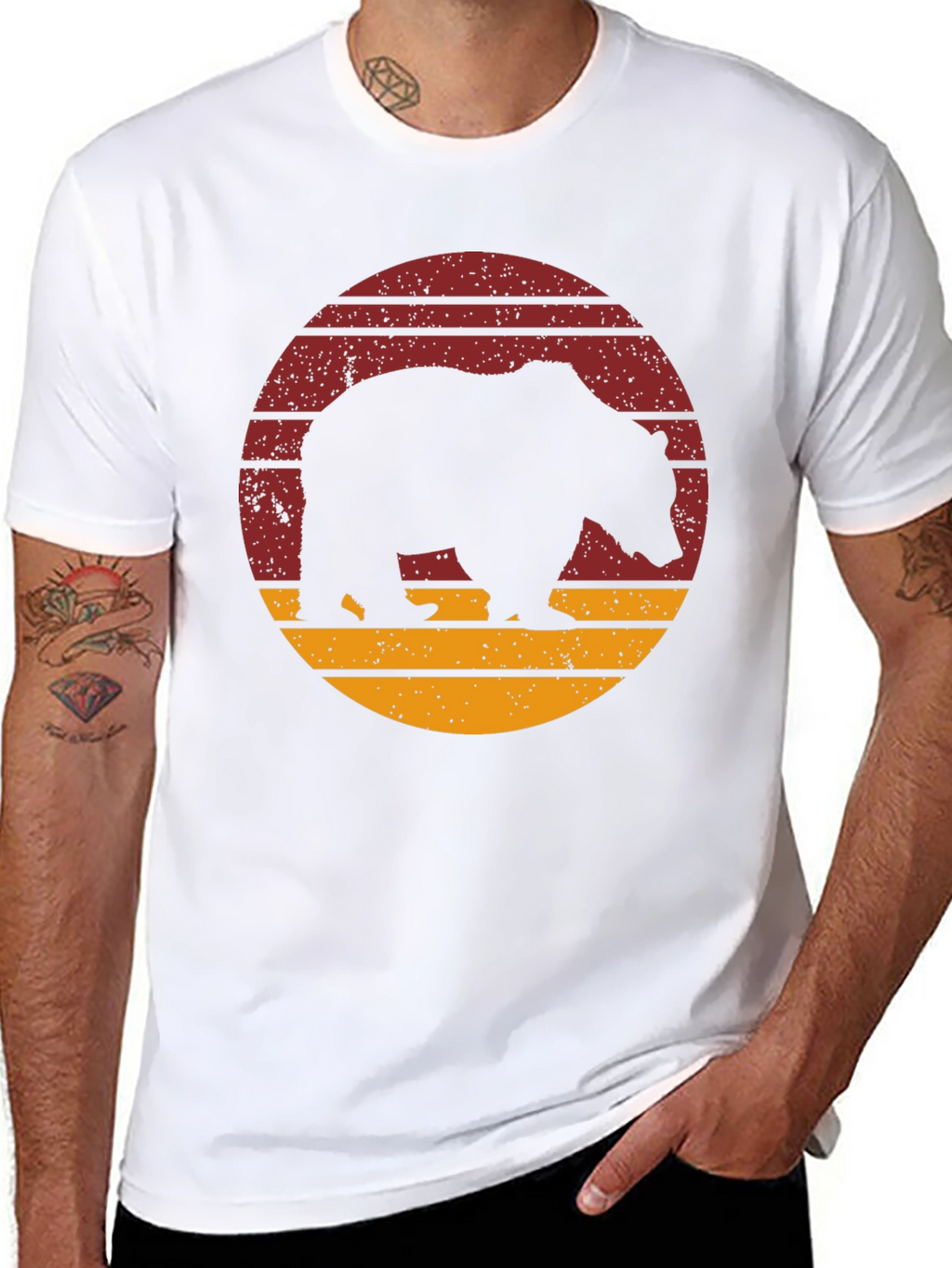 Bear Silhouette Retro Style T-Shirt