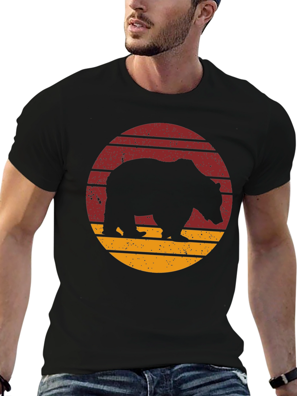 Bear Silhouette Retro Style T-Shirt
