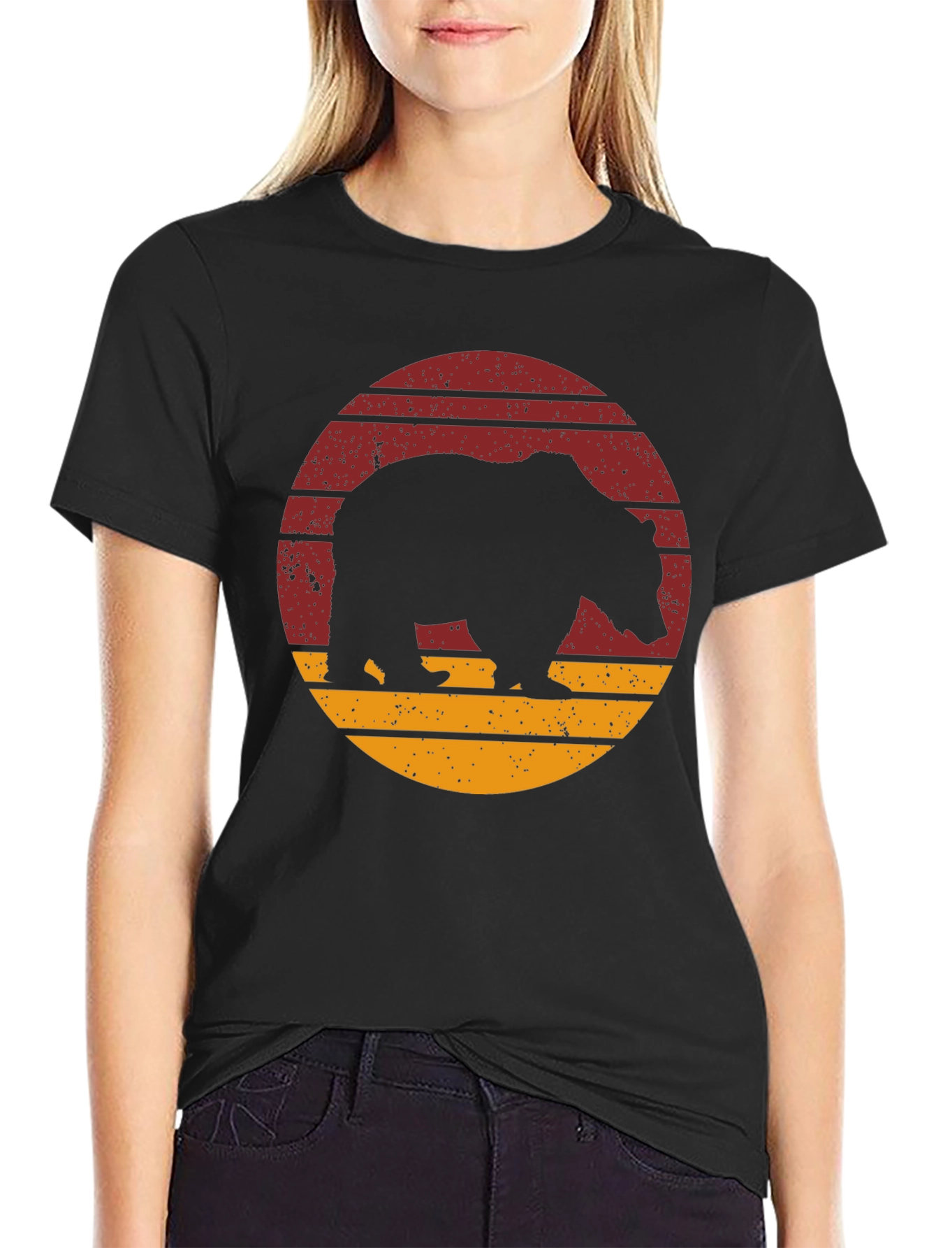 Bear Silhouette Retro Style T-Shirt