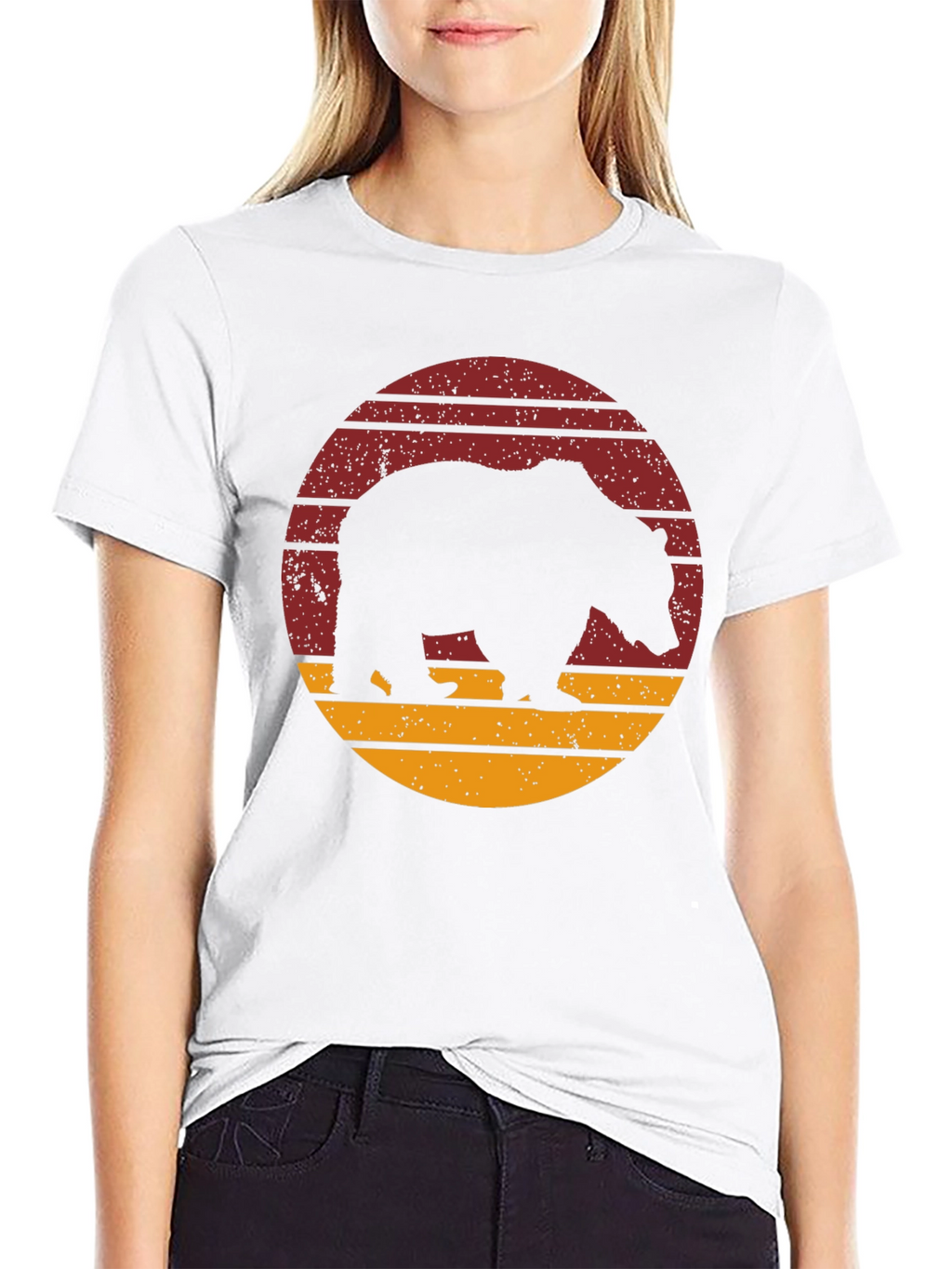 Bear Silhouette Retro Style T-Shirt