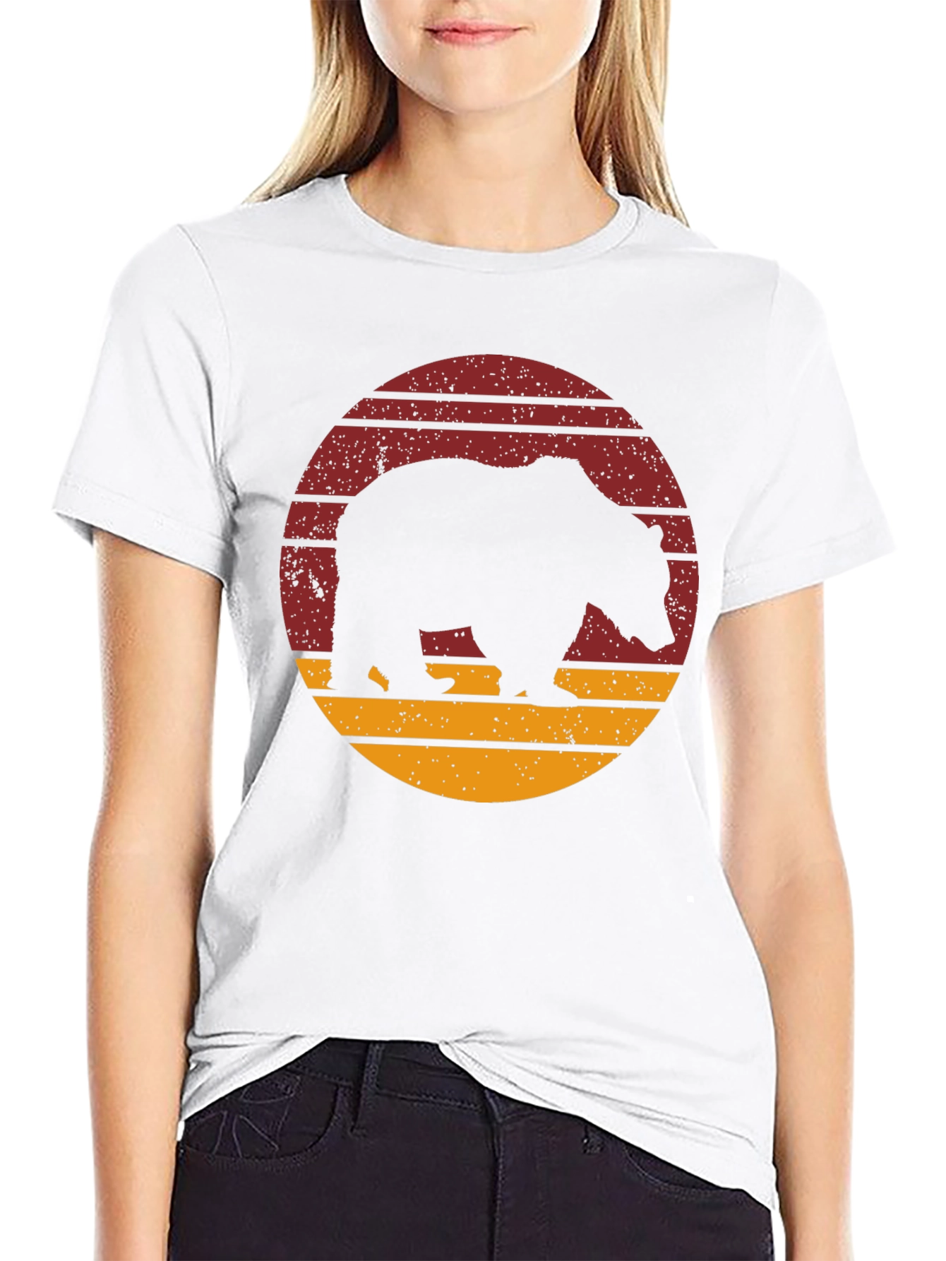 Bear Silhouette Retro Style T-Shirt