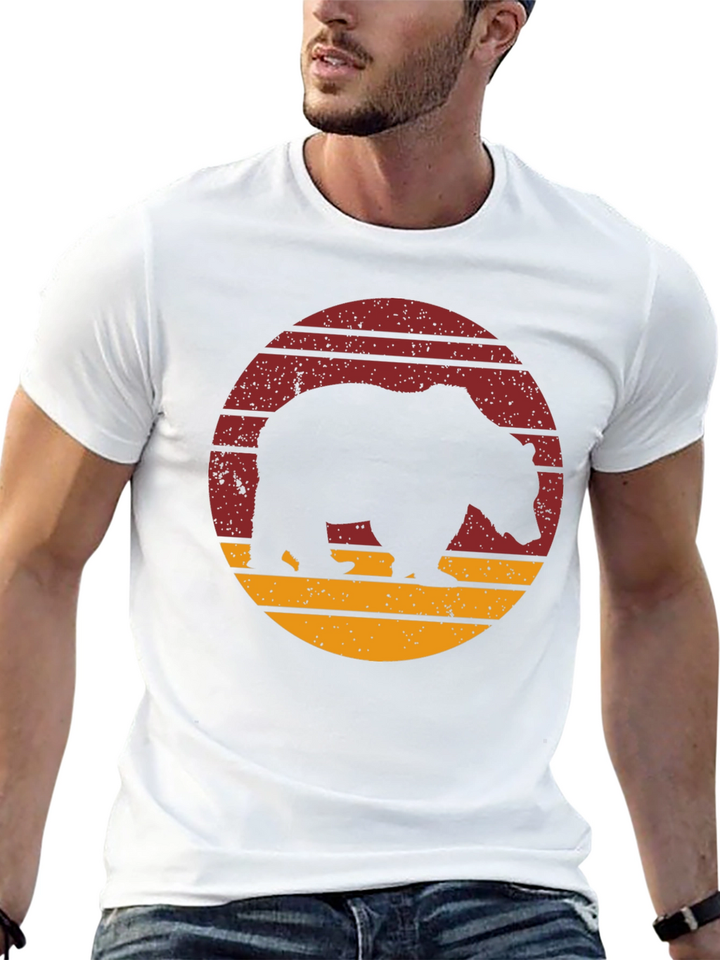 Bear Silhouette Retro Style T-Shirt