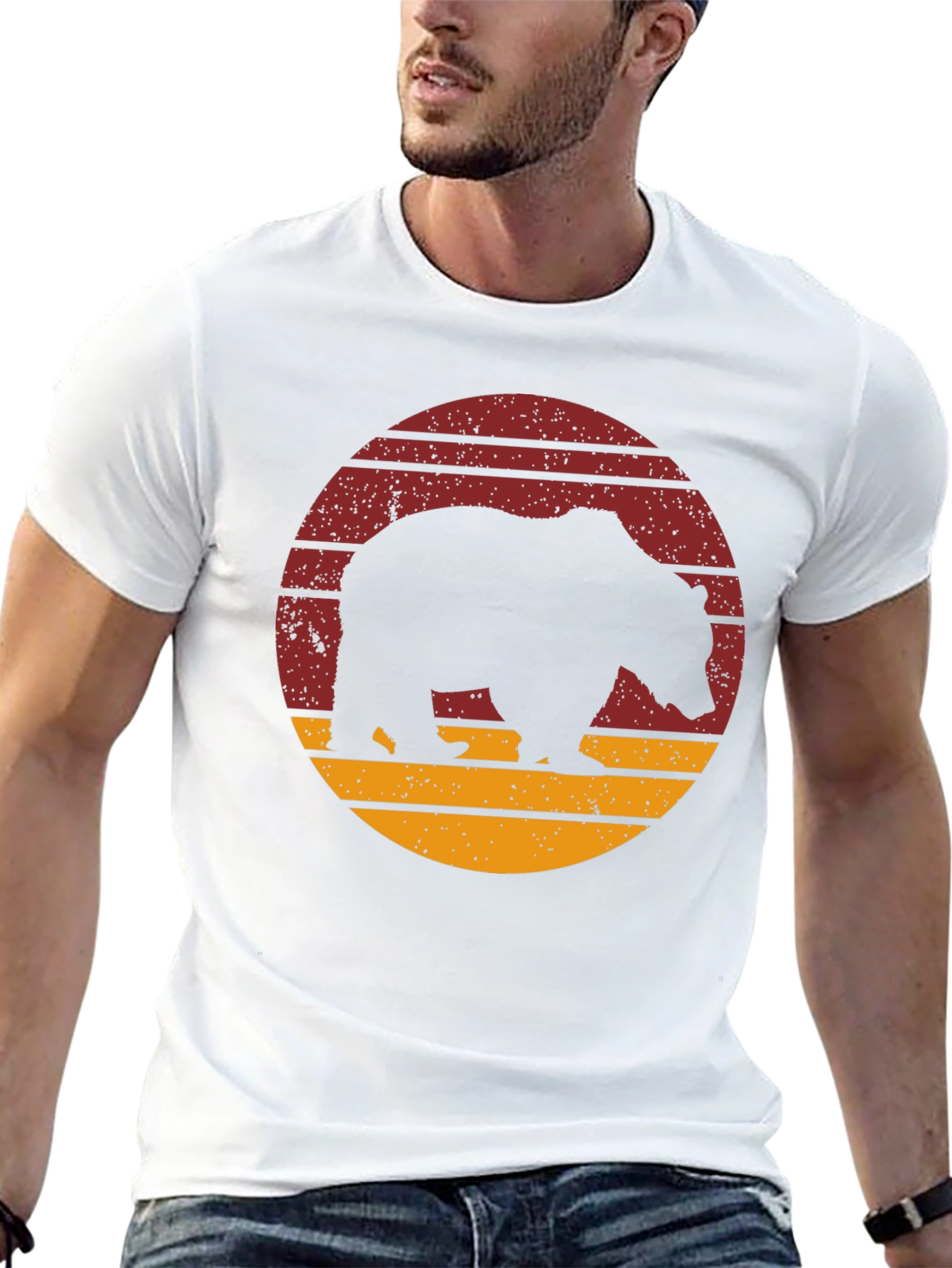 Bear Silhouette Retro Style T-Shirt
