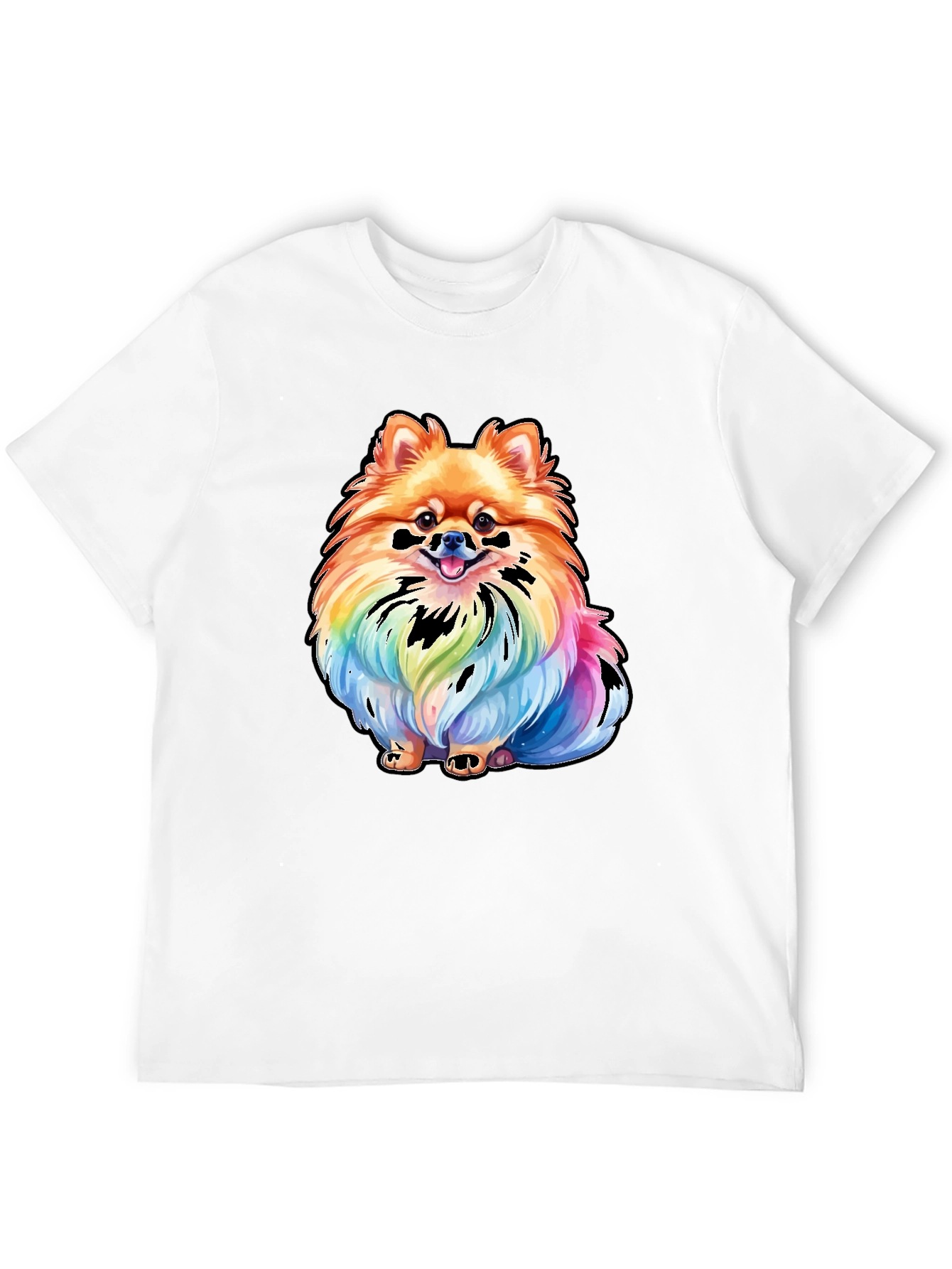 Rainbow Pomeranian Graphic Tee - Unique Dog Lover Gift