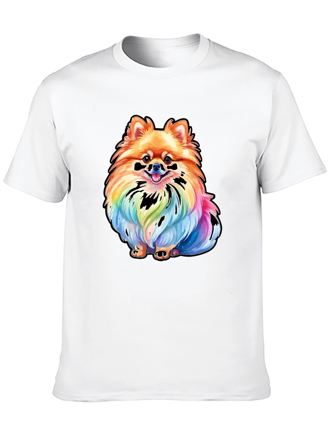 Rainbow Pomeranian Graphic Tee - Unique Dog Lover Gift