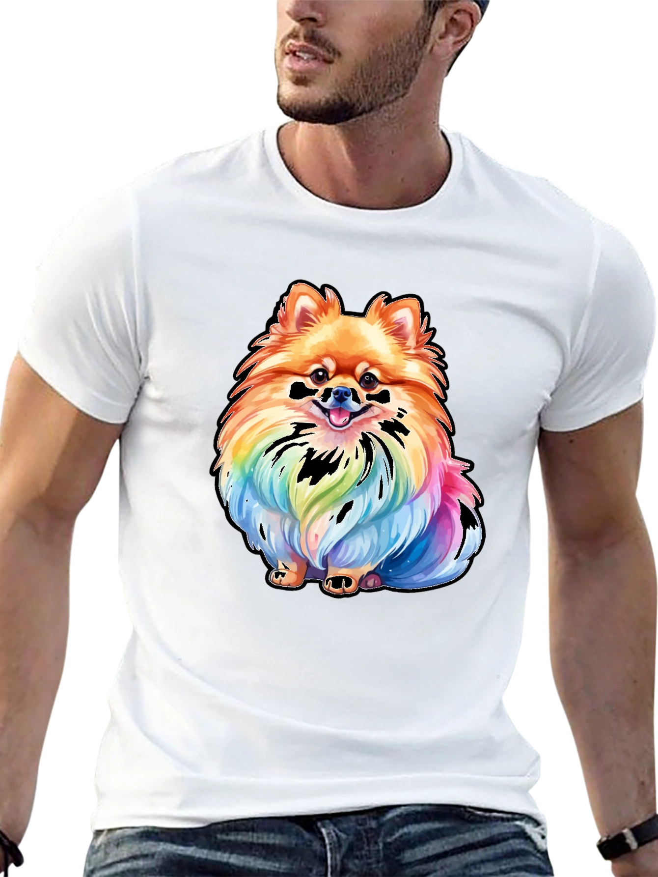 Rainbow Pomeranian Graphic Tee - Unique Dog Lover Gift