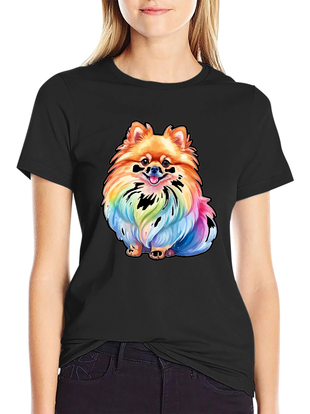 Rainbow Pomeranian Graphic Tee - Unique Dog Lover Gift