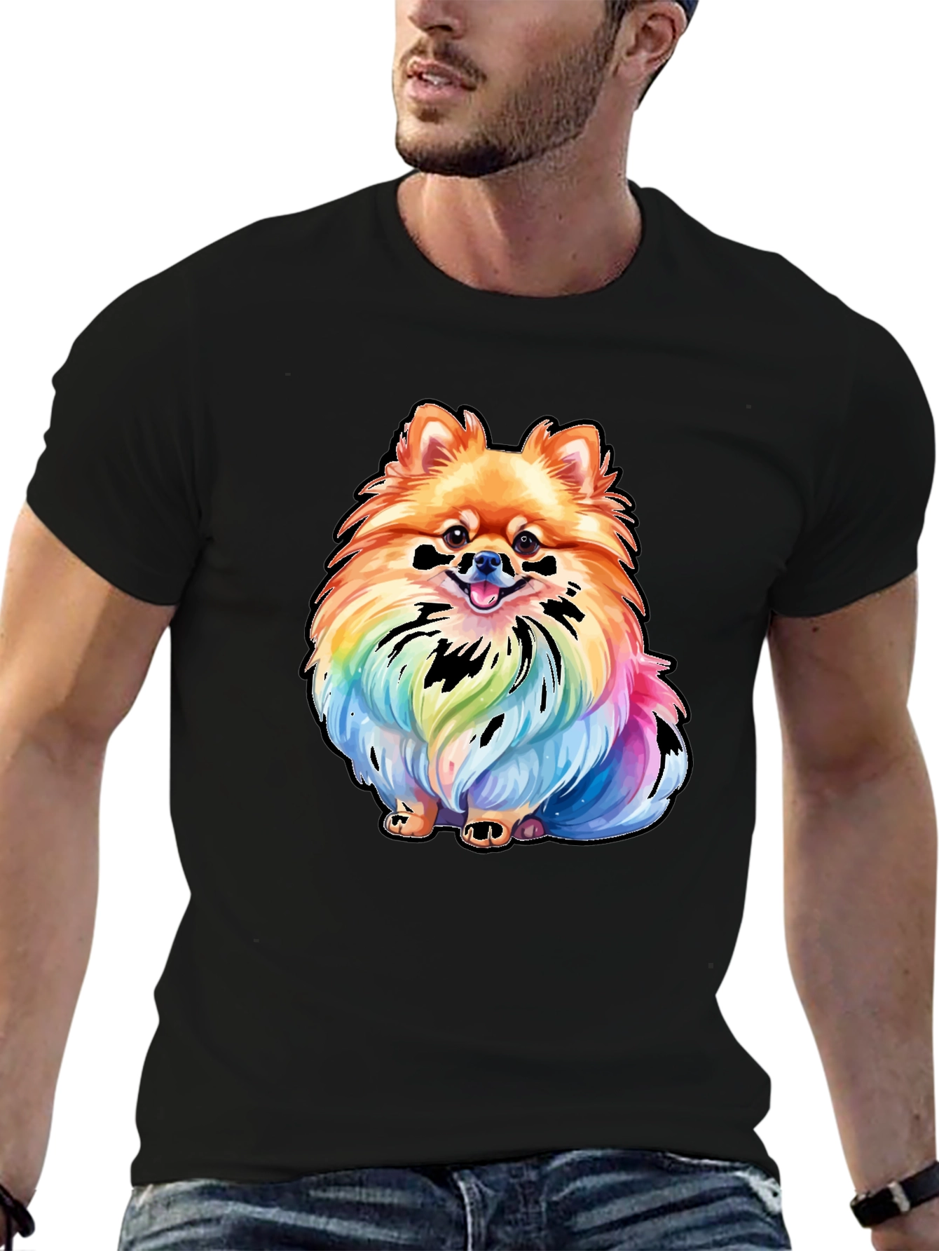 Rainbow Pomeranian Graphic Tee - Unique Dog Lover Gift