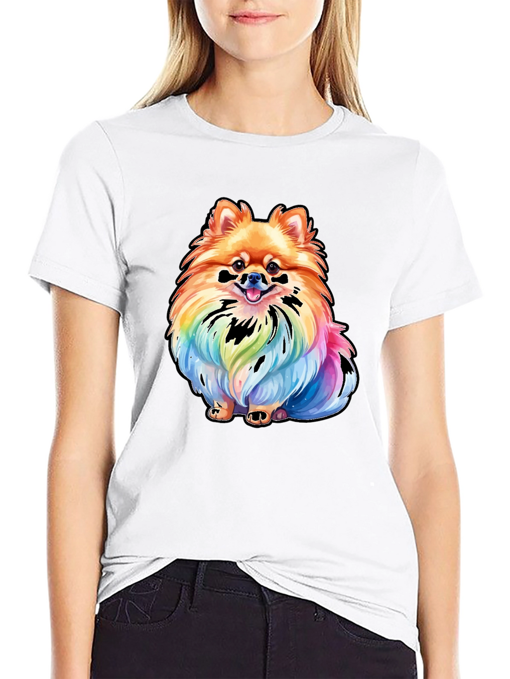 Rainbow Pomeranian Graphic Tee - Unique Dog Lover Gift