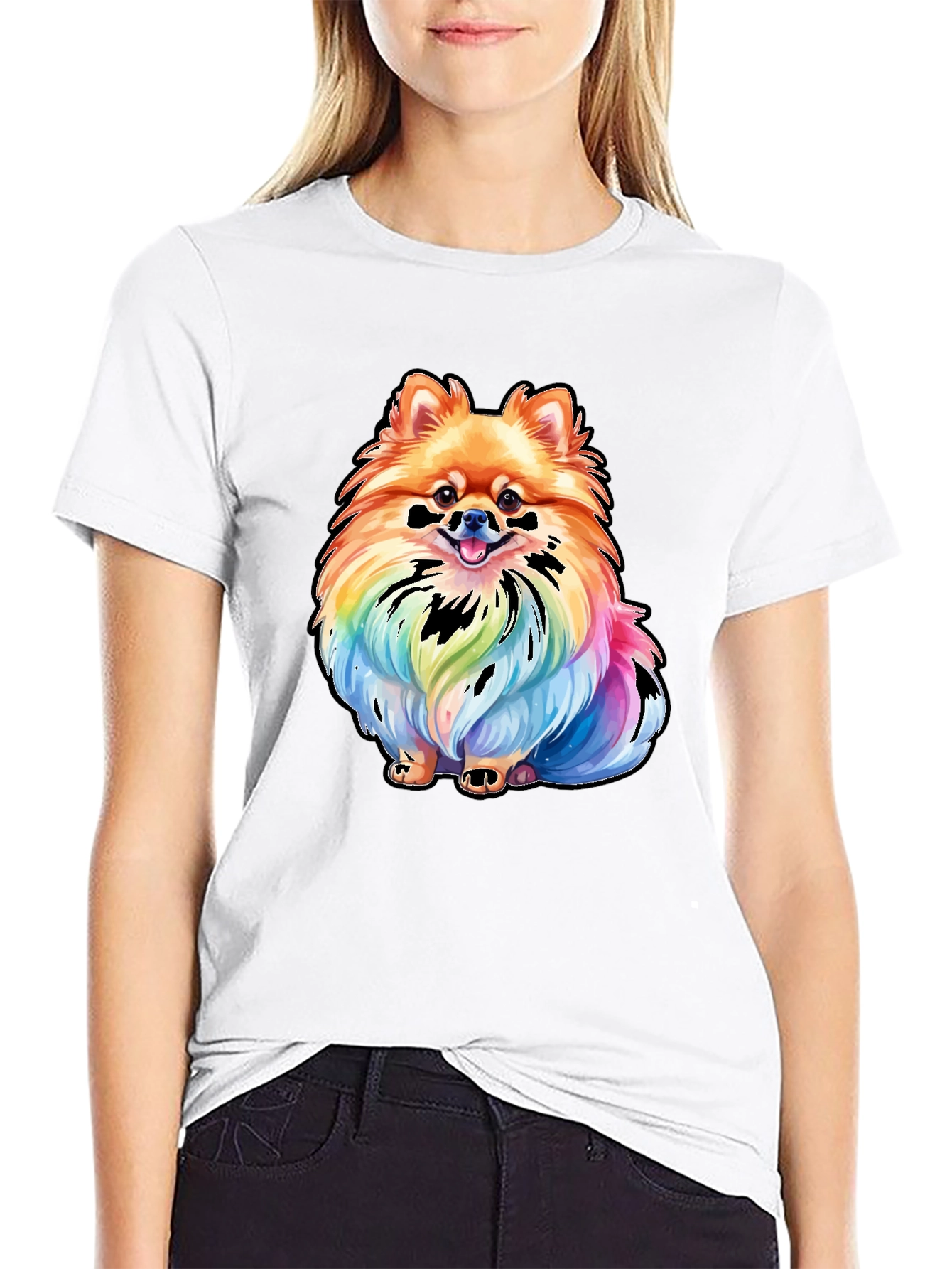 Rainbow Pomeranian Graphic Tee - Unique Dog Lover Gift