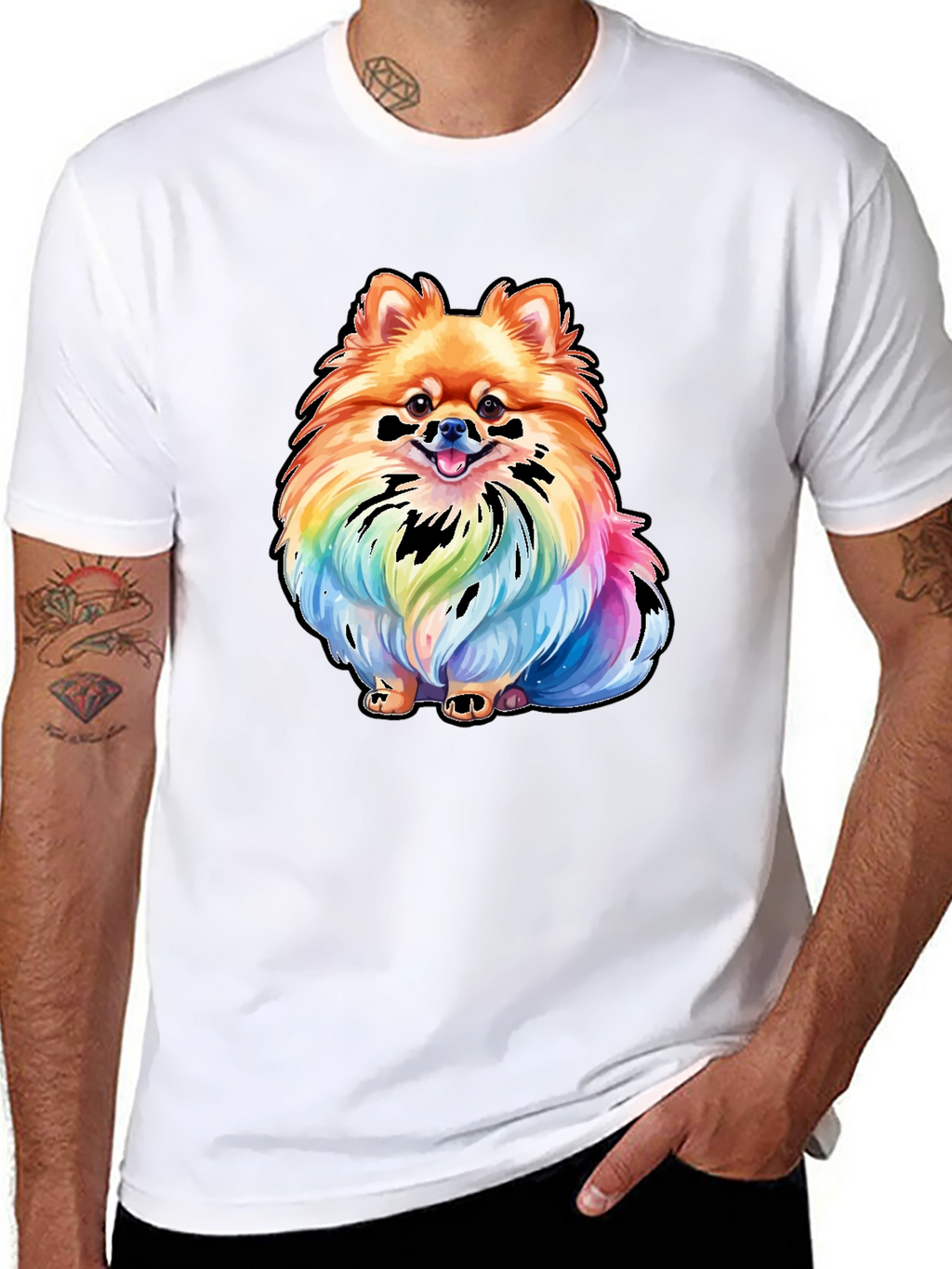 Rainbow Pomeranian Graphic Tee - Unique Dog Lover Gift