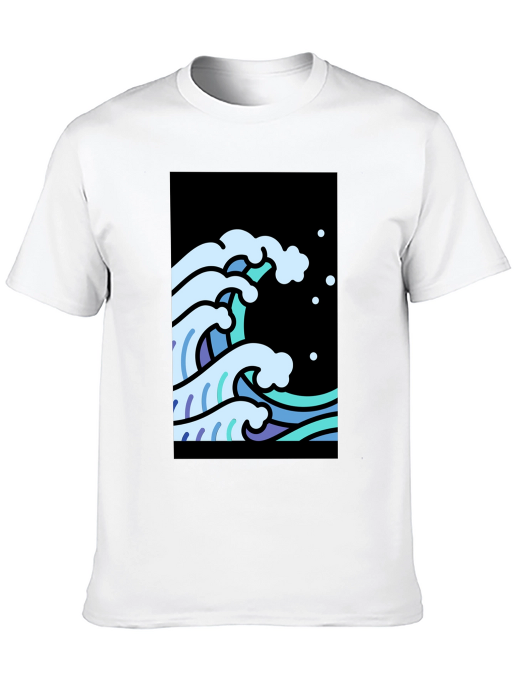 Cool Waves Graphic Tee - Black Cotton T-Shirt
