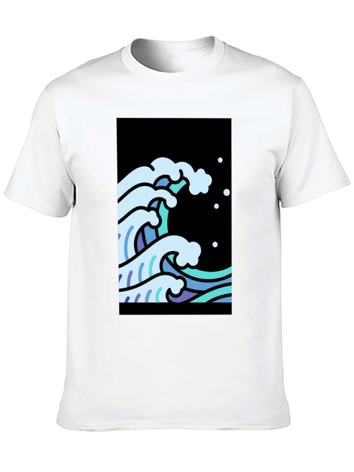 Cool Waves Graphic Tee - Black Cotton T-Shirt