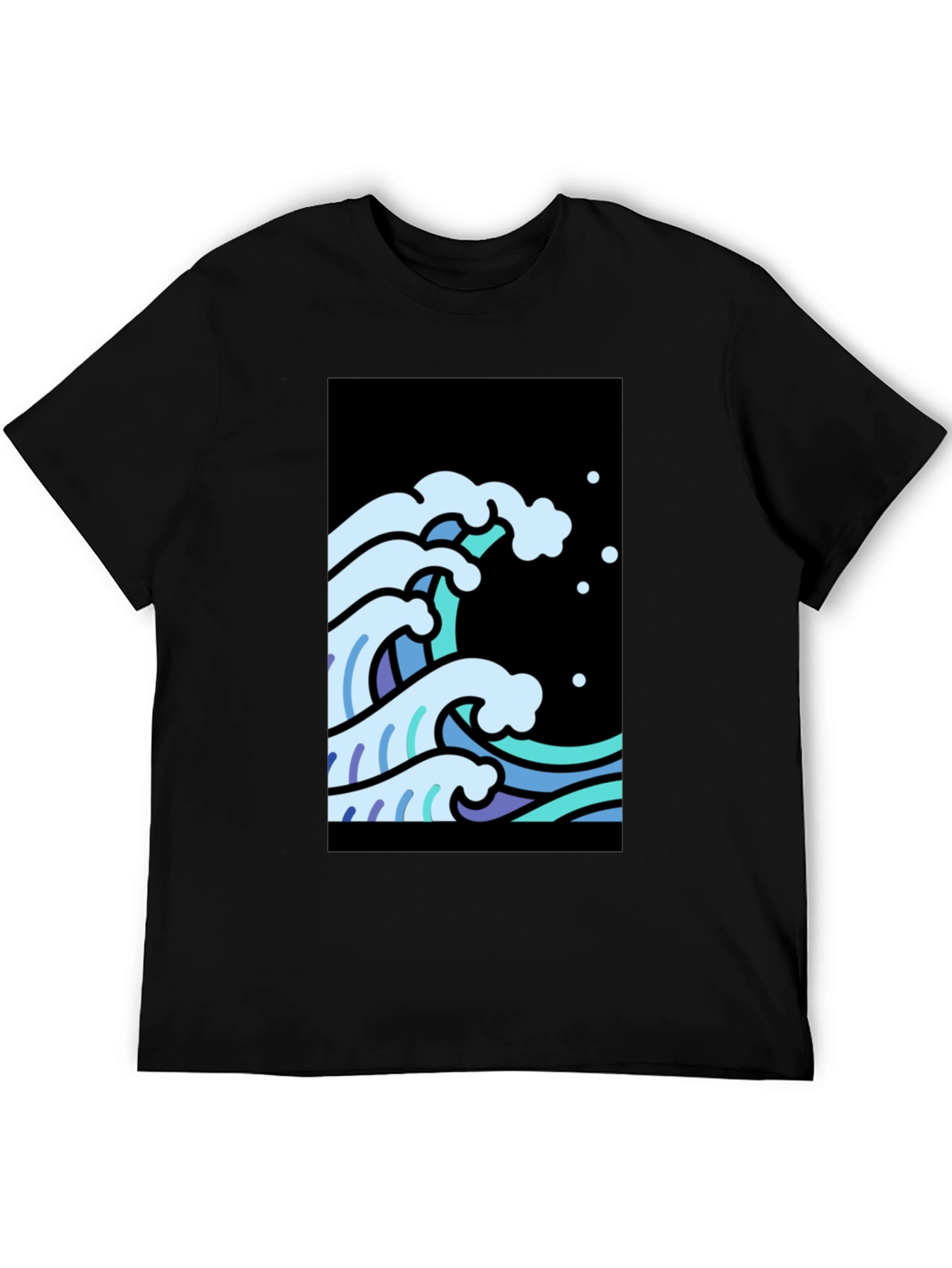 Cool Waves Graphic Tee - Black Cotton T-Shirt