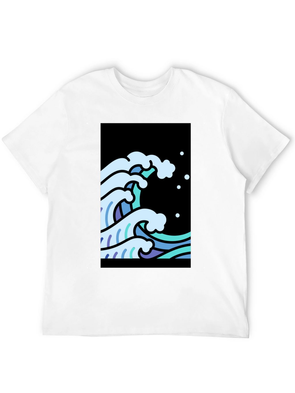 Cool Waves Graphic Tee - Black Cotton T-Shirt
