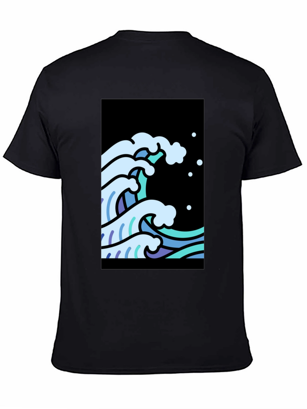 Cool Waves Graphic Tee - Black Cotton T-Shirt
