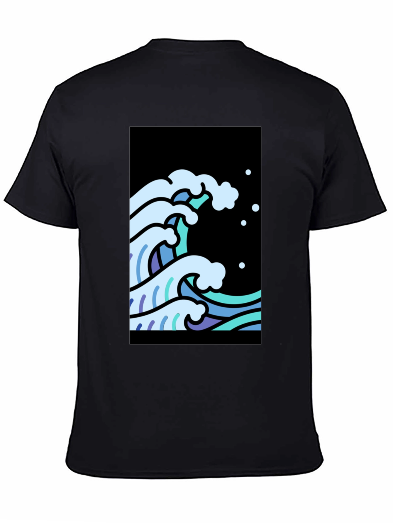 Cool Waves Graphic Tee - Black Cotton T-Shirt