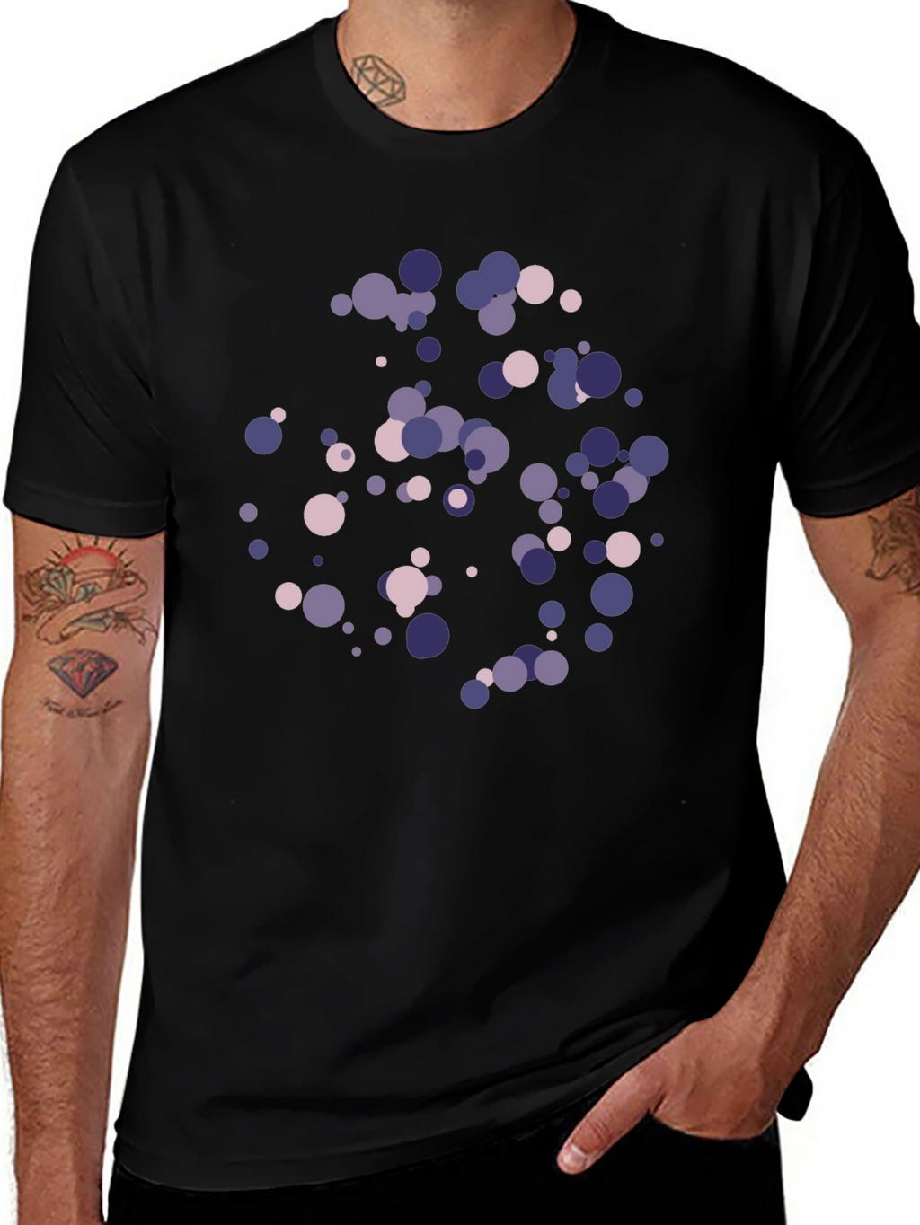 Modern Circles Graphic T-Shirt - Black Cotton Blend