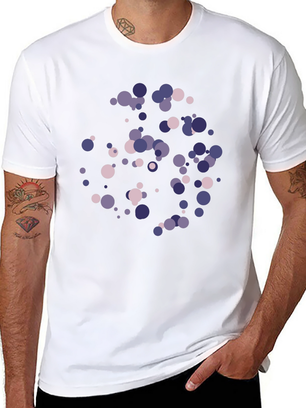 Modern Circles Graphic T-Shirt - Black Cotton Blend