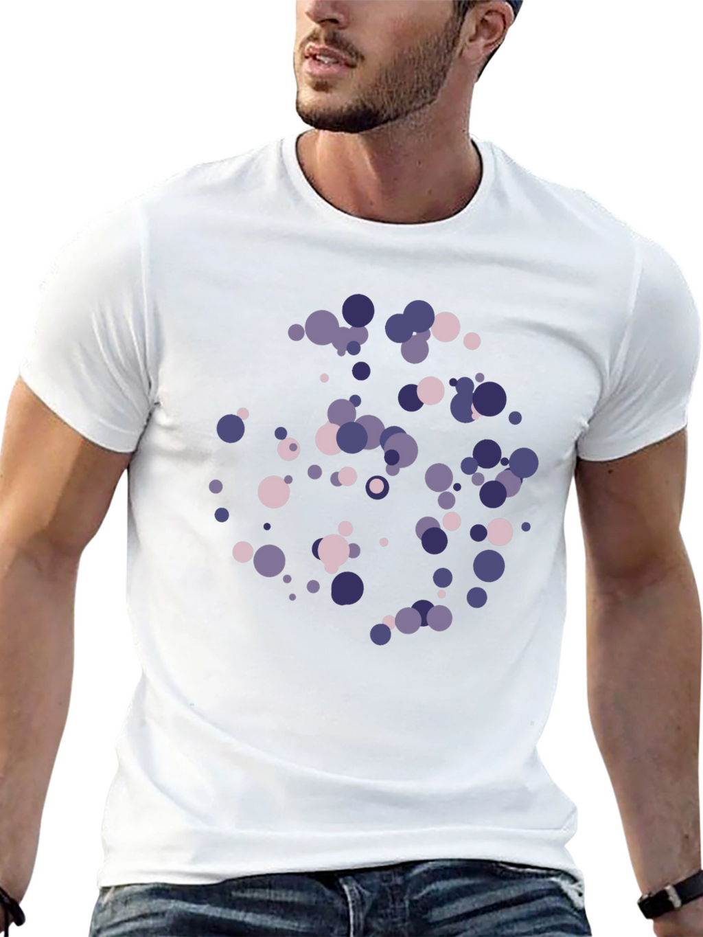Modern Circles Graphic T-Shirt - Black Cotton Blend