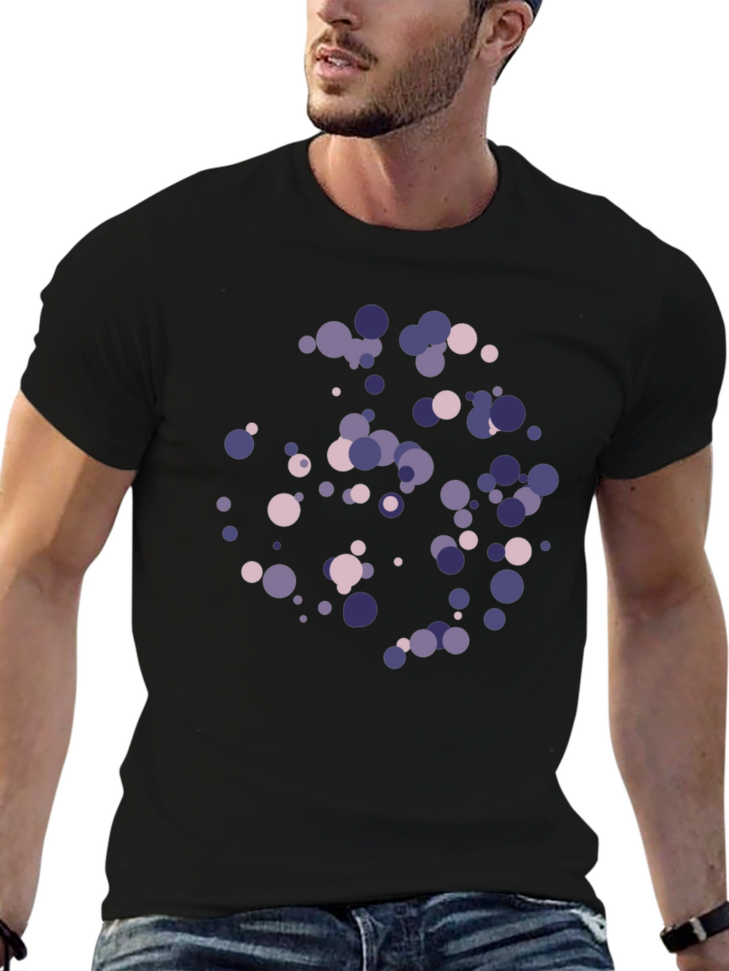 Modern Circles Graphic T-Shirt - Black Cotton Blend