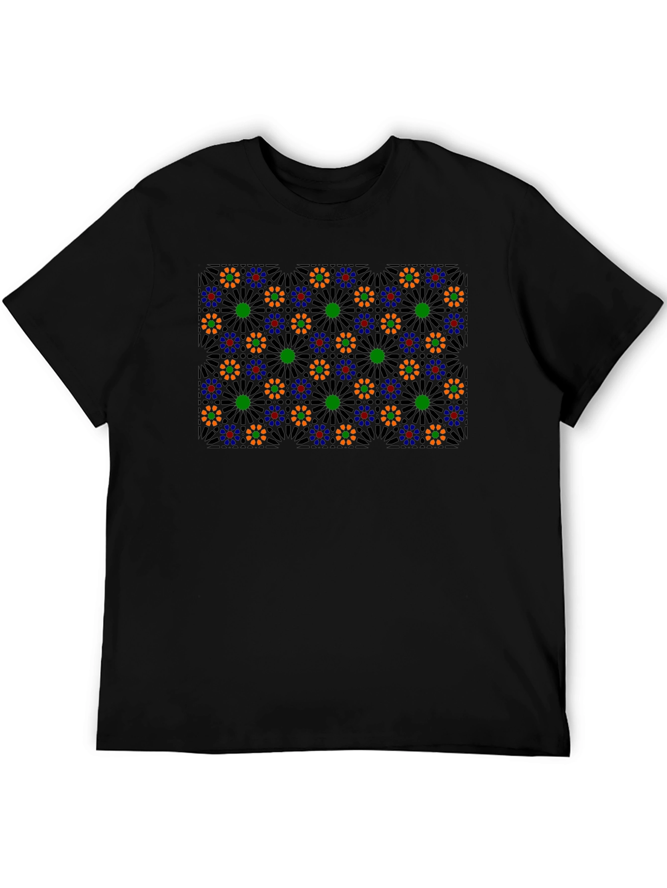 Geometric Floral T-Shirt - Black