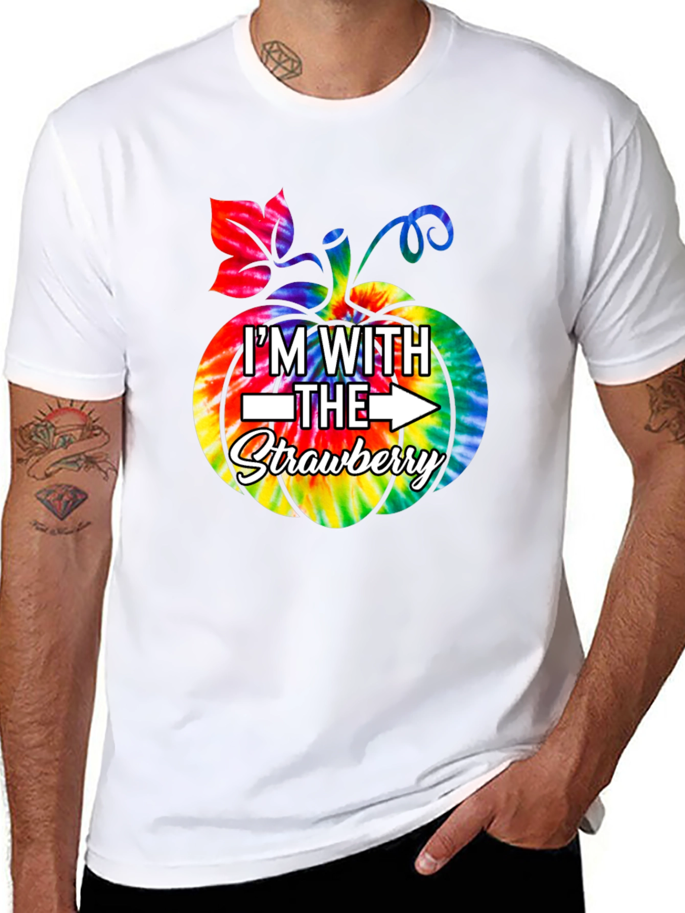 Im With the Strawberry Tie Dye Pumpkin T-Shirt