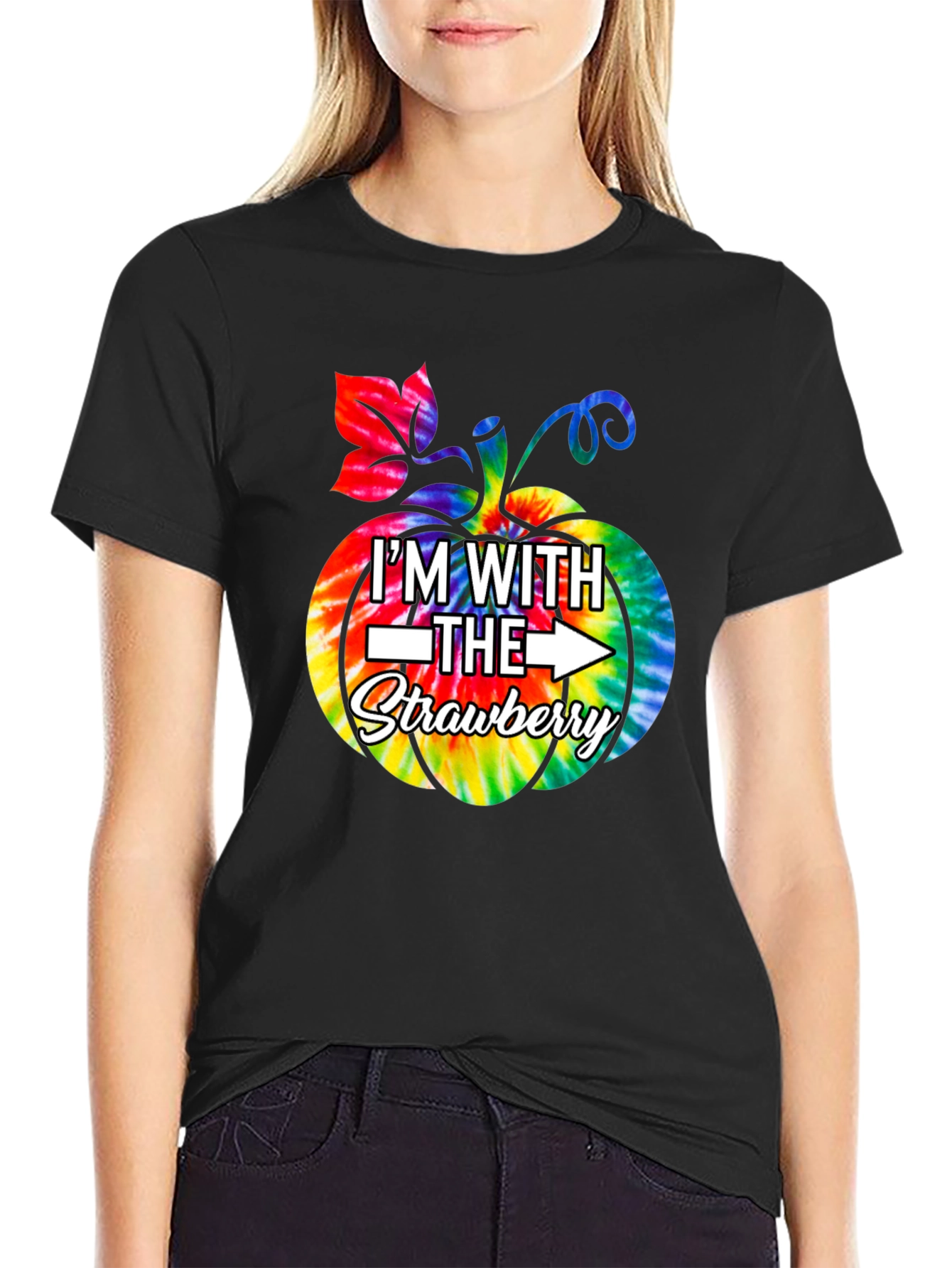 Im With the Strawberry Tie Dye Pumpkin T-Shirt