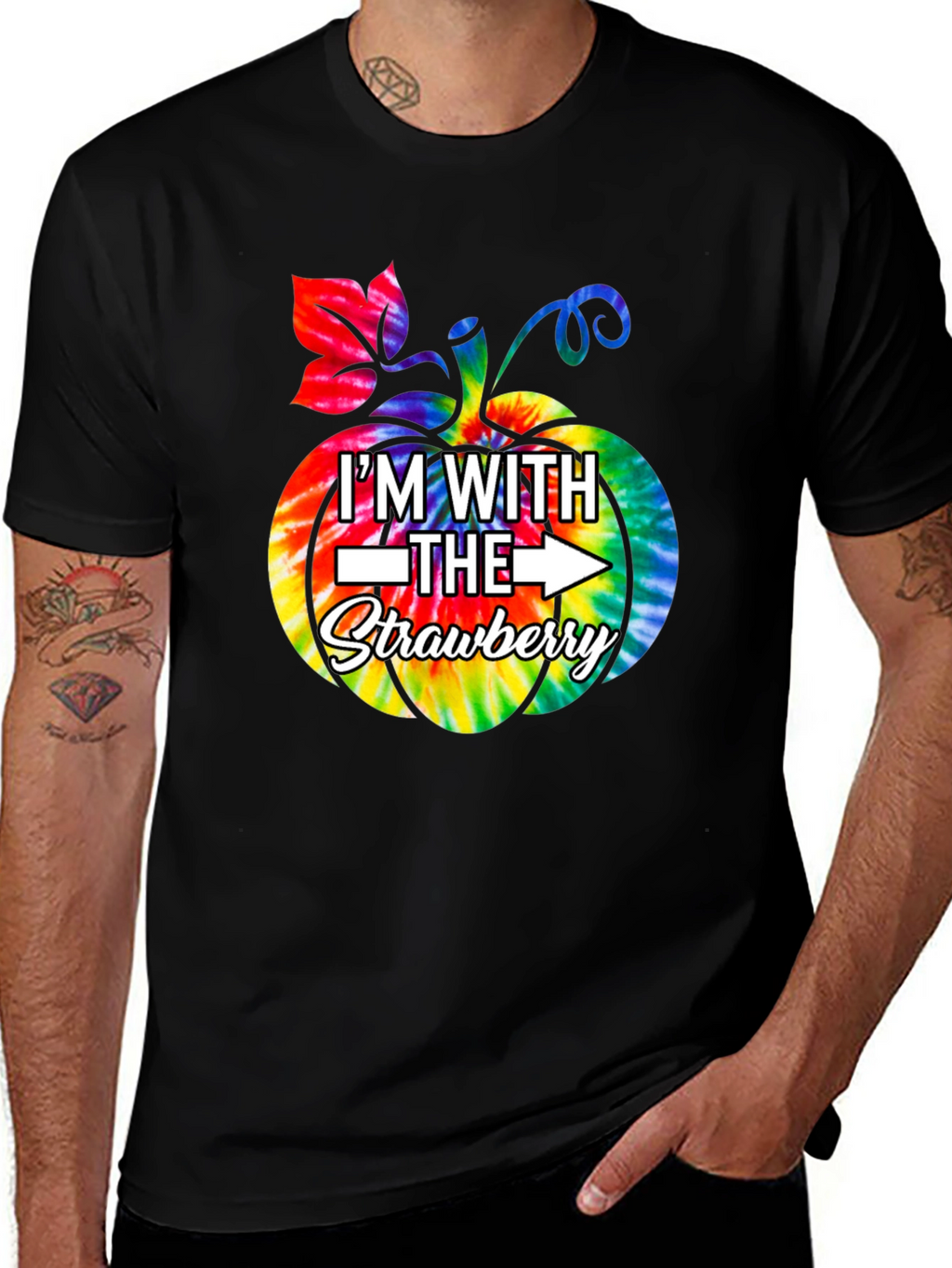 Im With the Strawberry Tie Dye Pumpkin T-Shirt