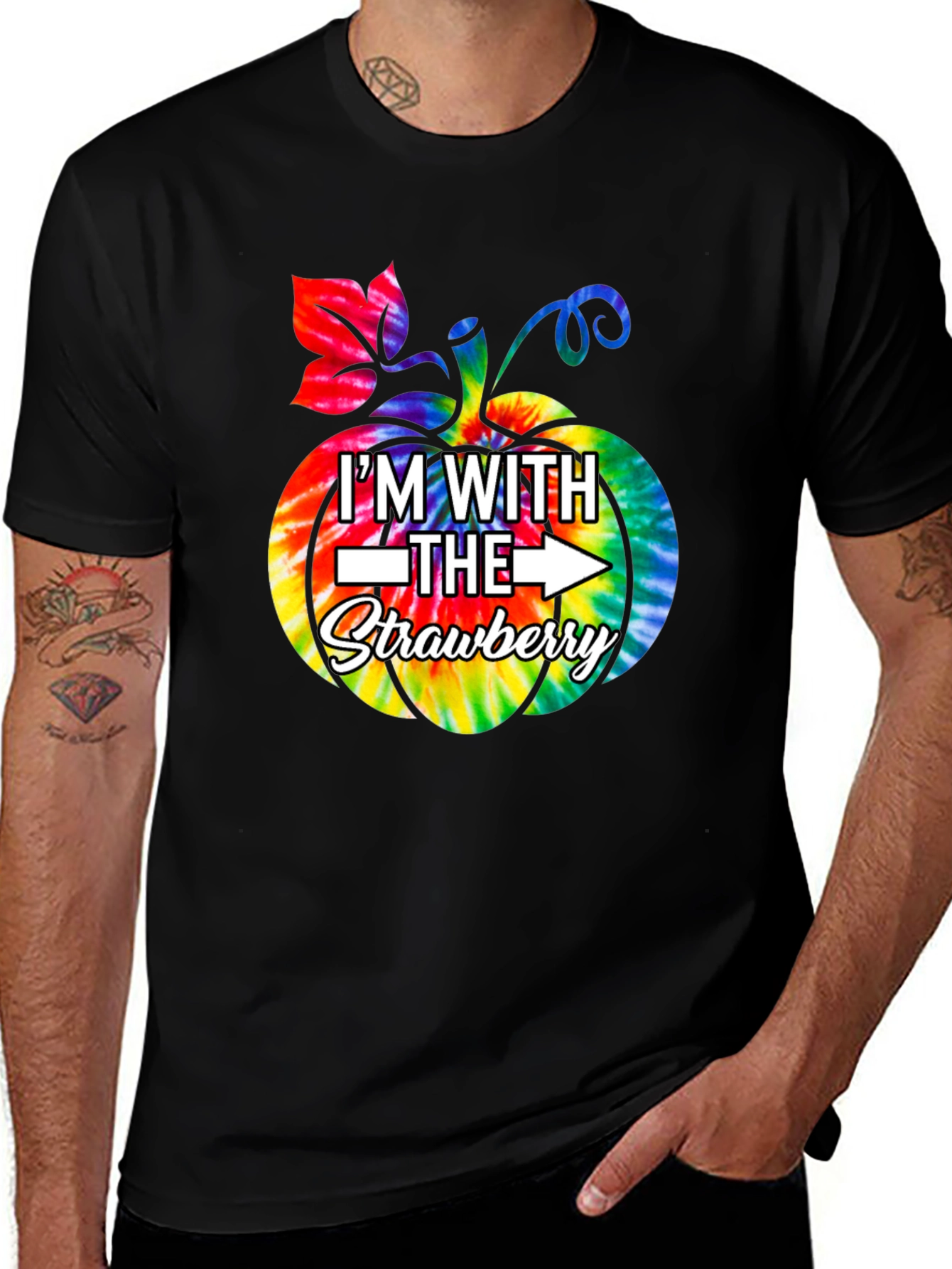 Im With the Strawberry Tie Dye Pumpkin T-Shirt