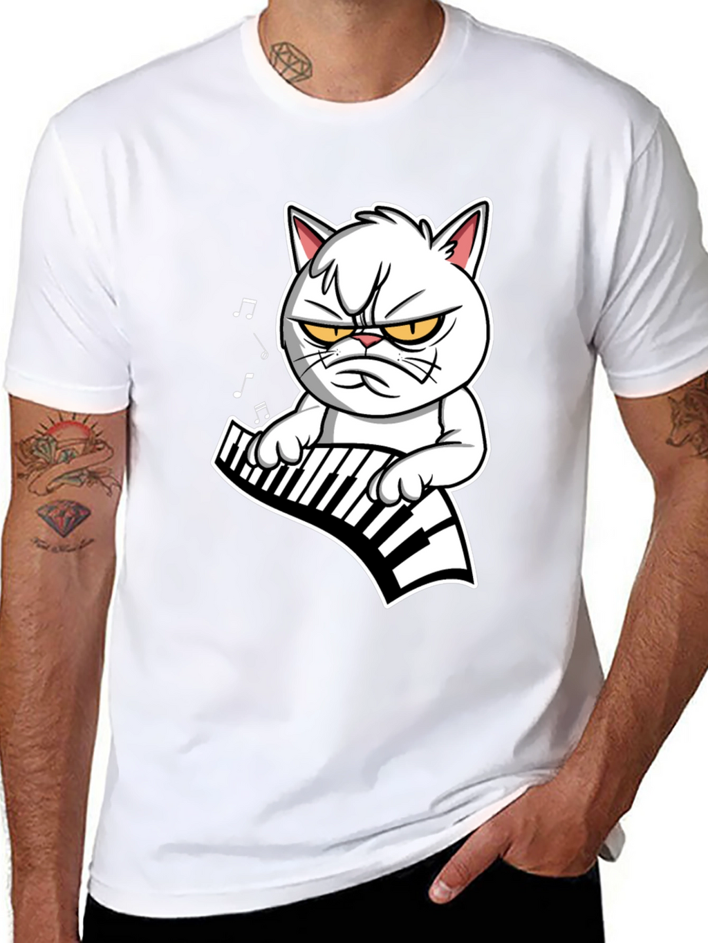 Grumpy Cat Keyboardist Black T-Shirt
