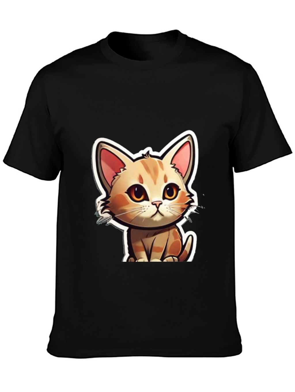 Cute Cartoon Cat T-Shirt - Soft Black Tee