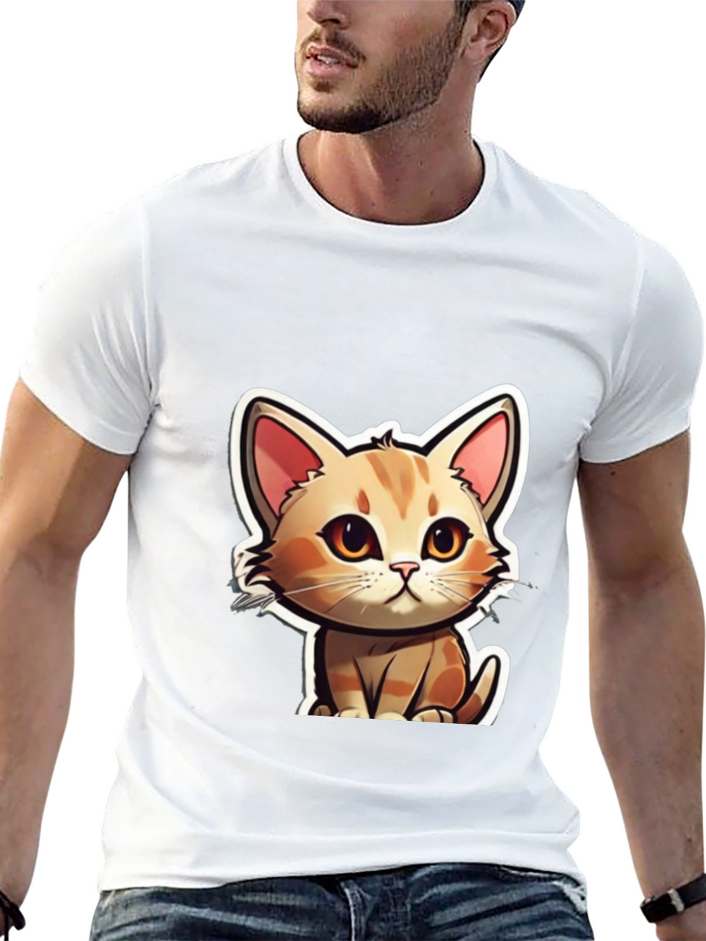 Cute Cartoon Cat T-Shirt - Soft Black Tee