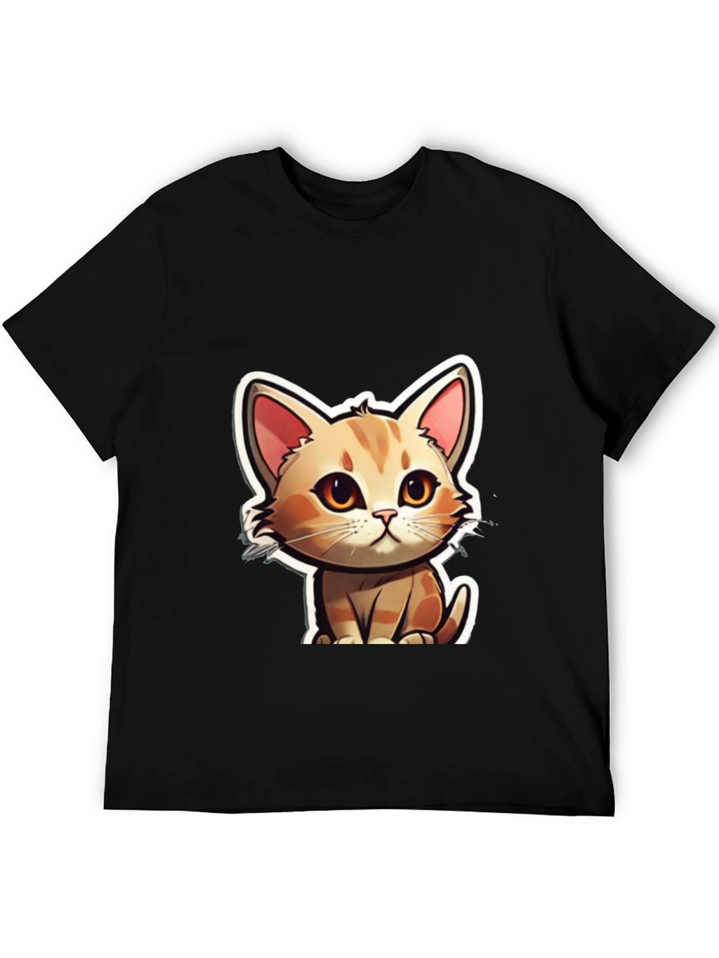 Cute Cartoon Cat T-Shirt - Soft Black Tee