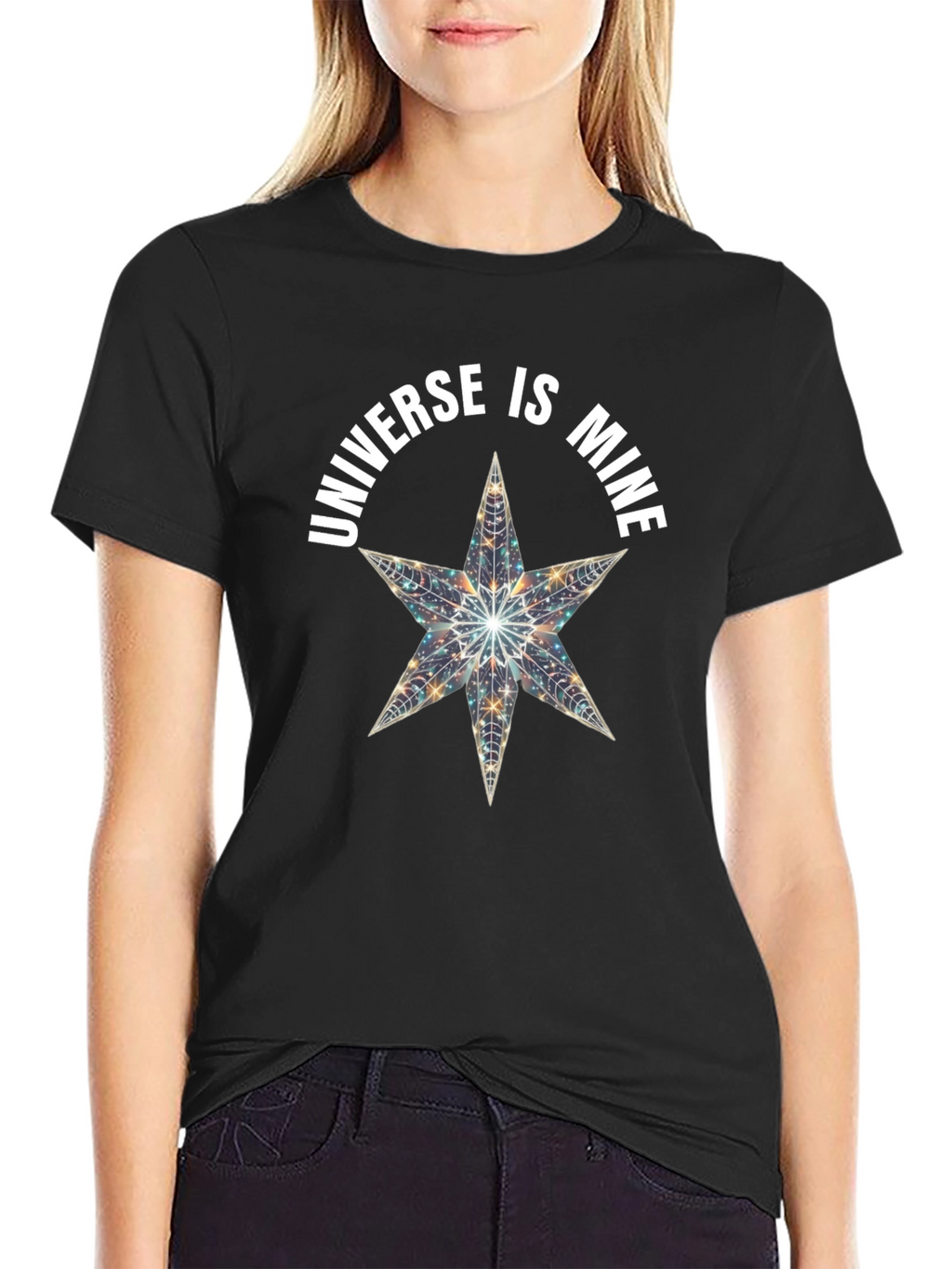 Universe is Mine Star Graphic Black T-Shirt