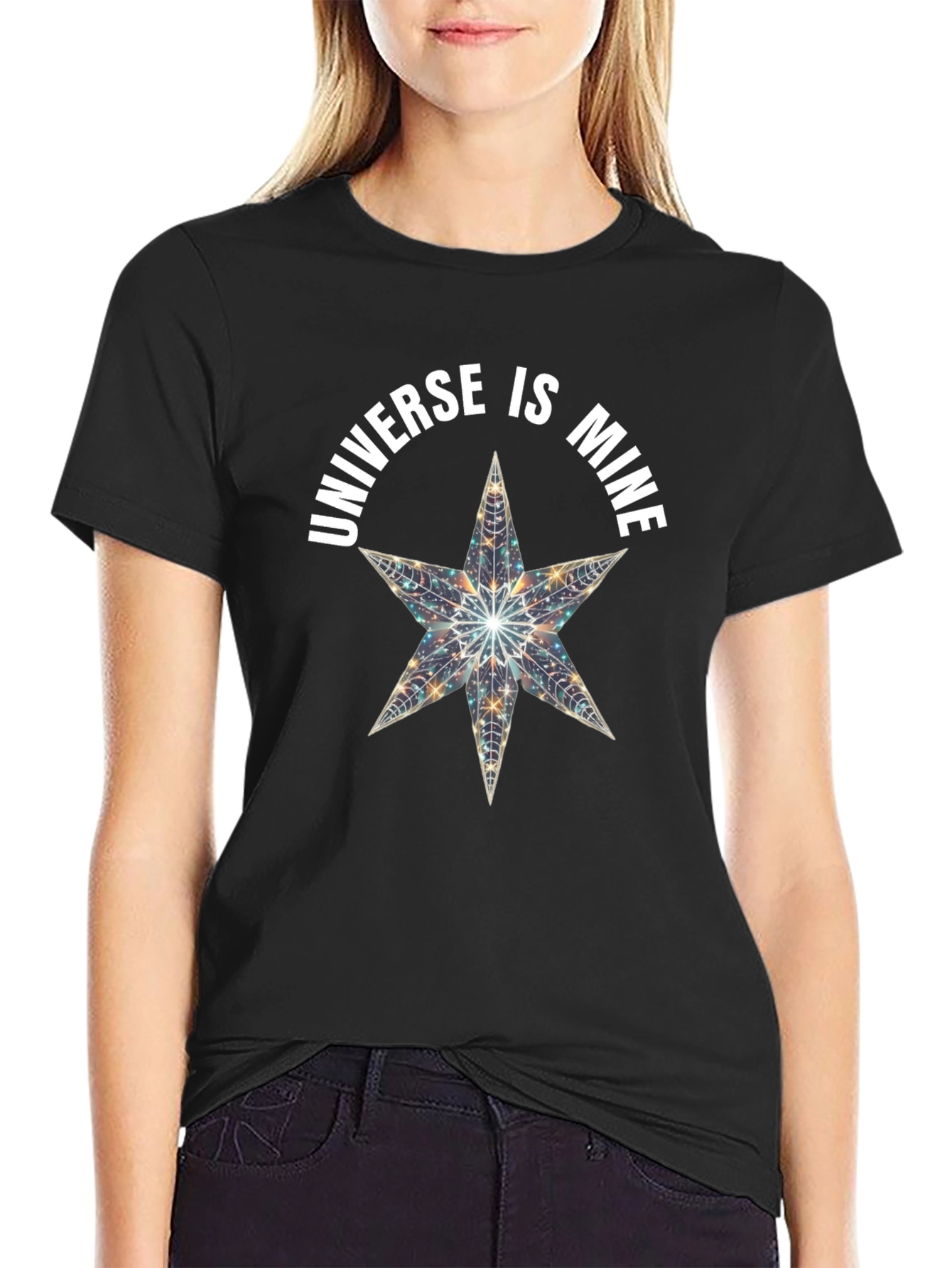 Universe is Mine Star Graphic Black T-Shirt