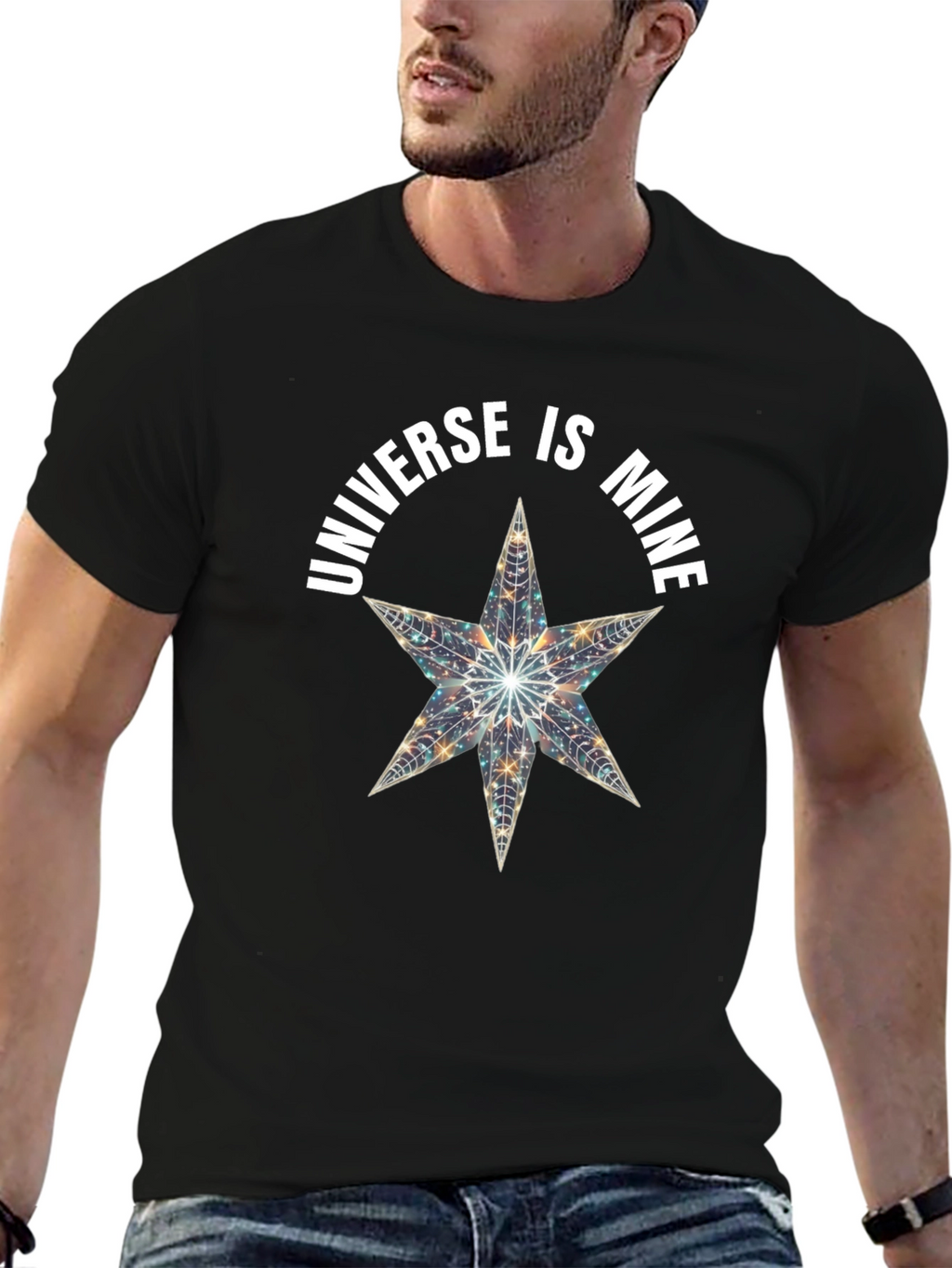 Universe is Mine Star Graphic Black T-Shirt