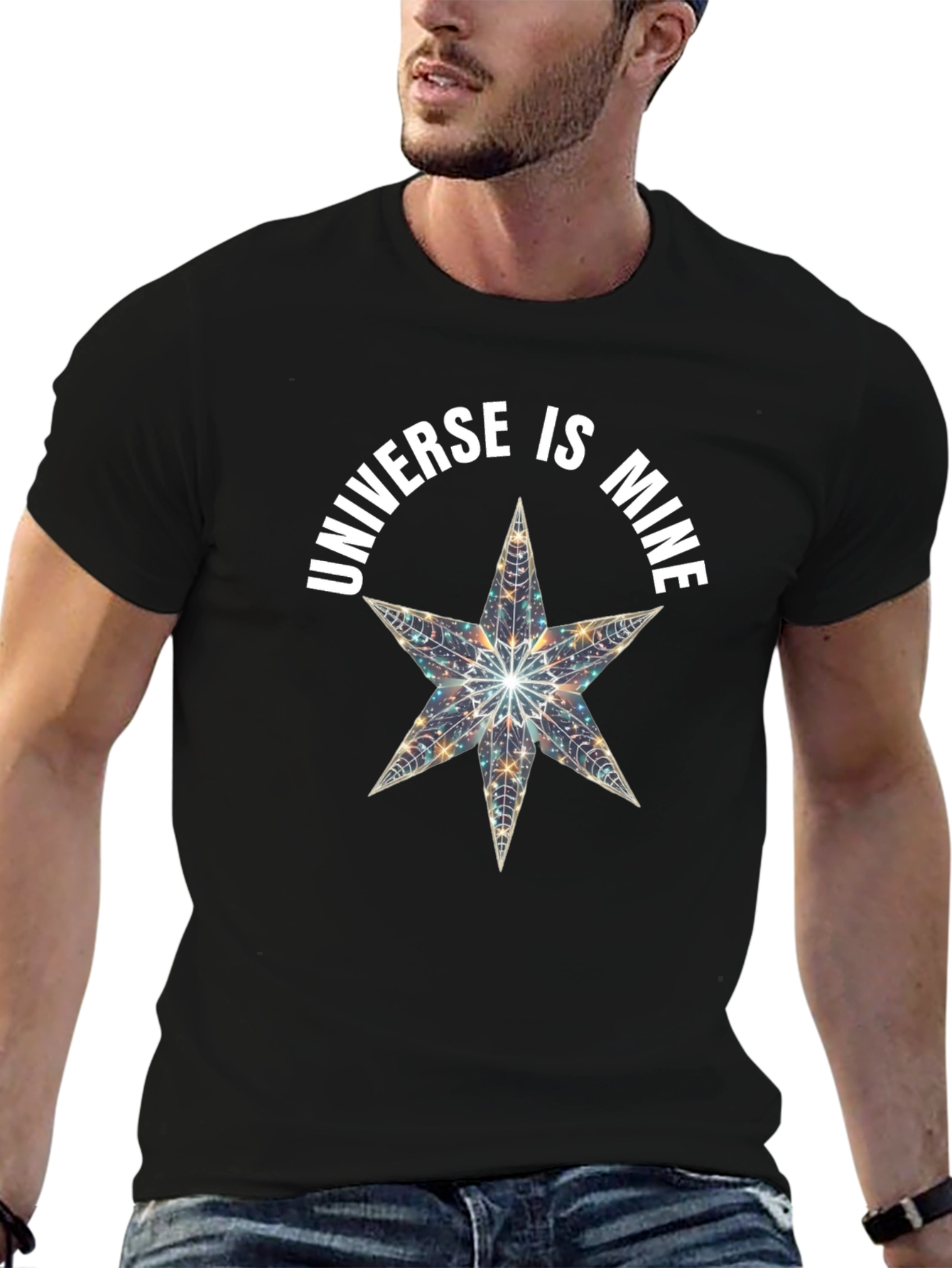 Universe is Mine Star Graphic Black T-Shirt