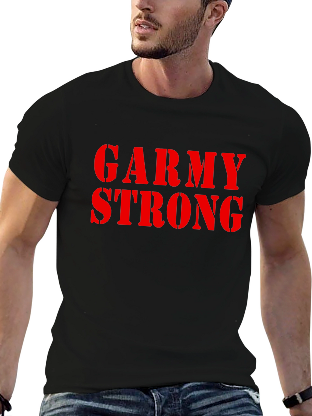 Garmy Strong Graphic Tee - Black Cotton T-Shirt
