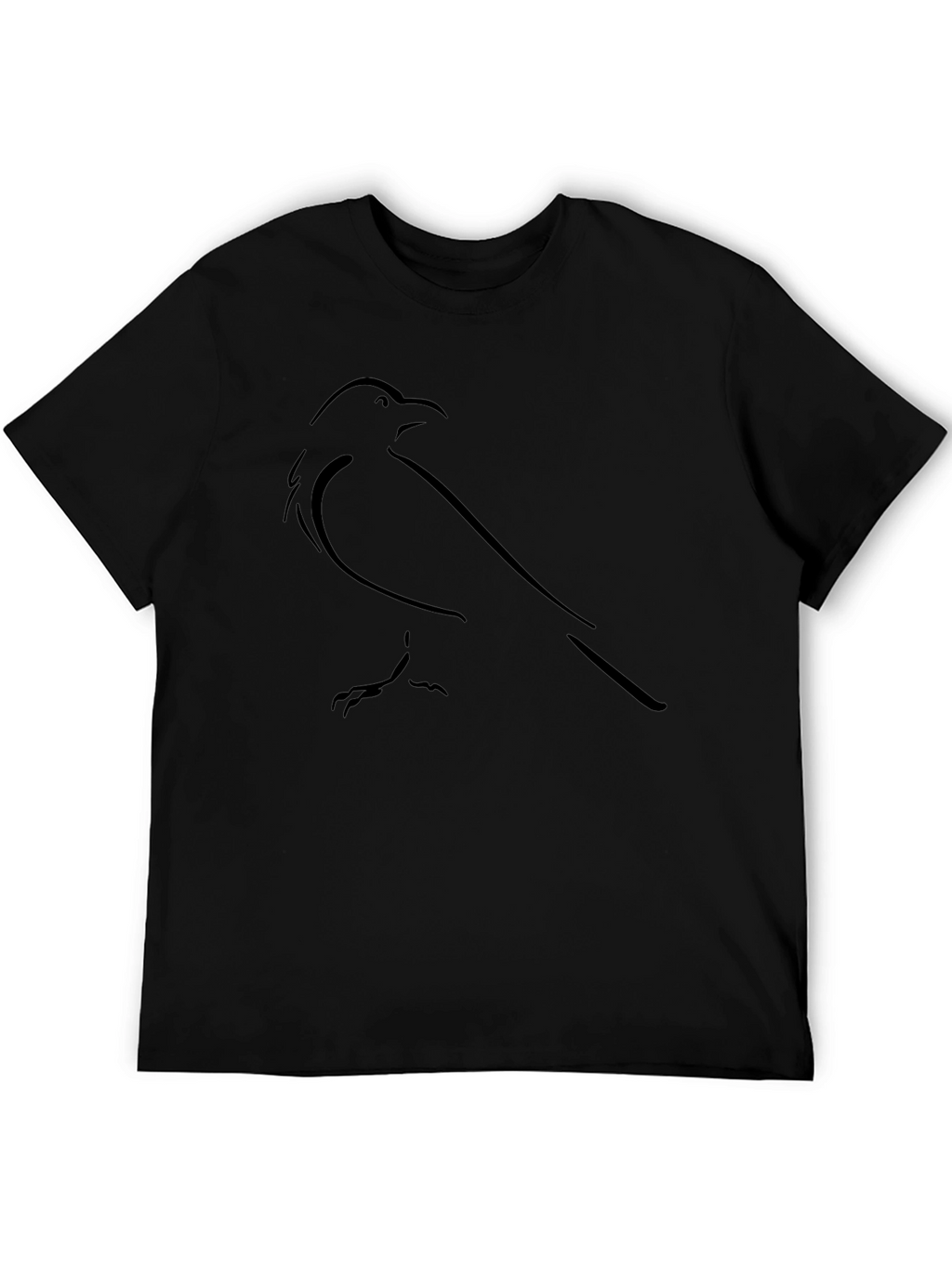 Minimalist Raven Graphic Tee - Black
