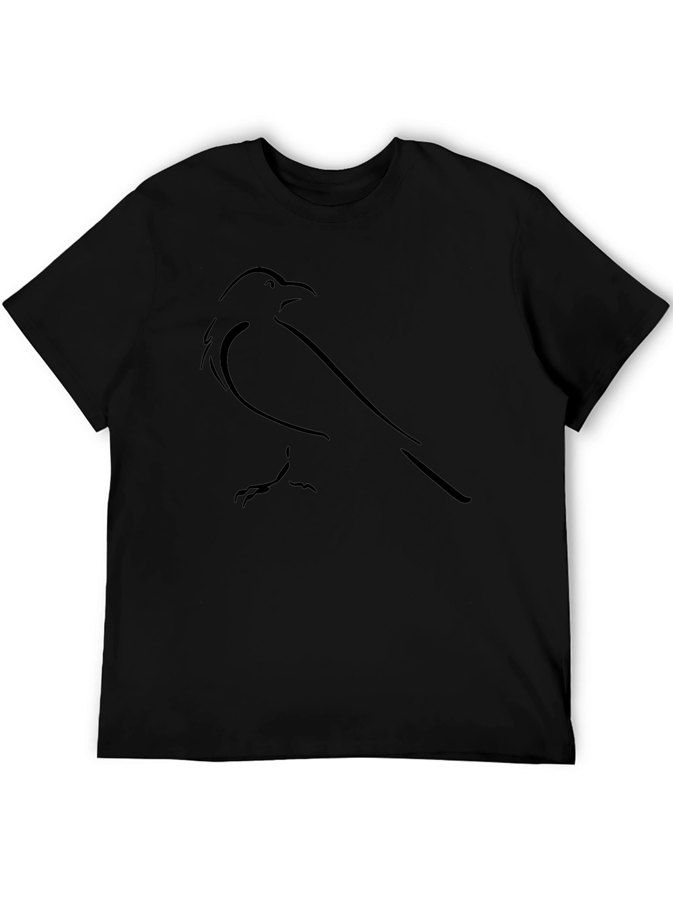 Minimalist Raven Graphic Tee - Black