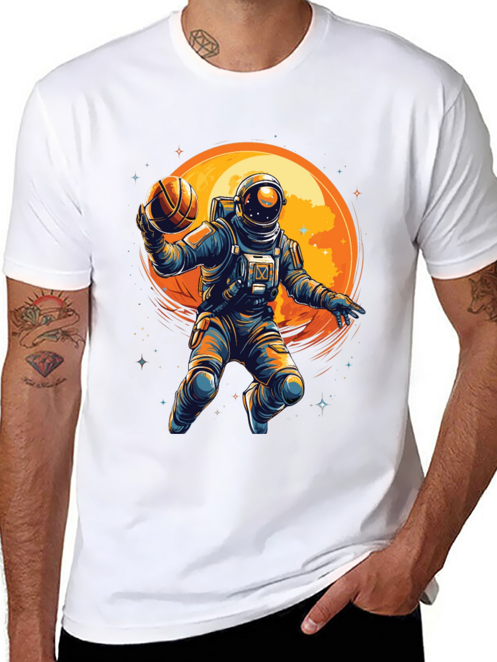 Astronaut Basketball Graphic T-Shirt