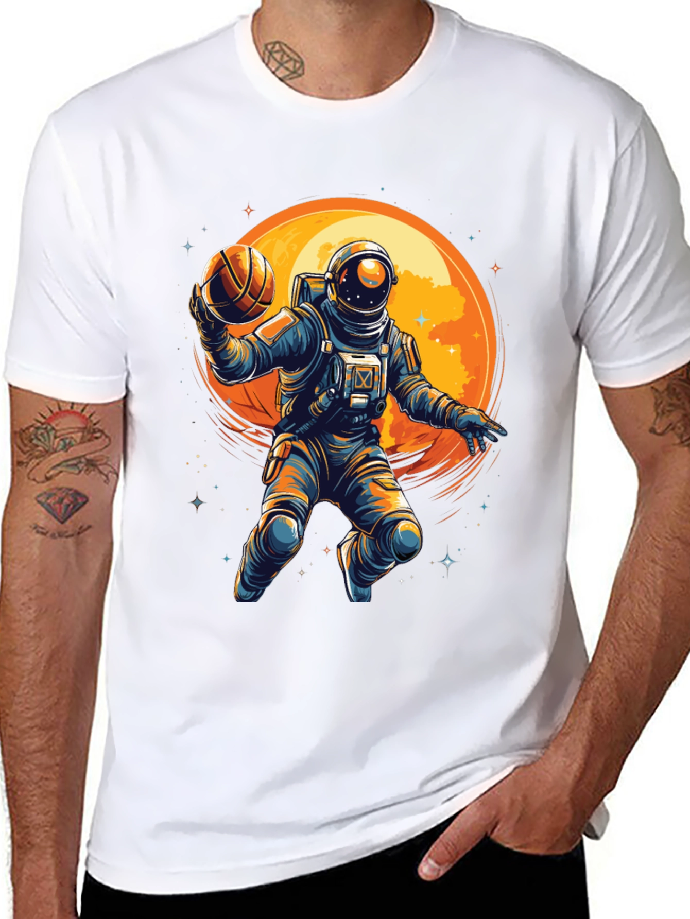 Astronaut Basketball Graphic T-Shirt